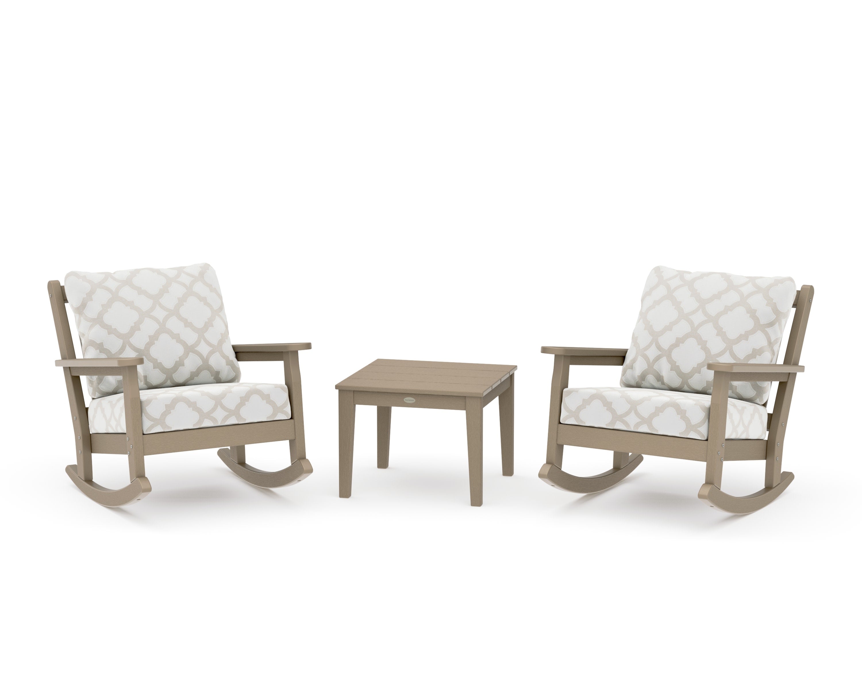 Chippendale 3-Piece Deep Seating Rocker Set in Vintage Sahara / Trellis Dune Burlap
