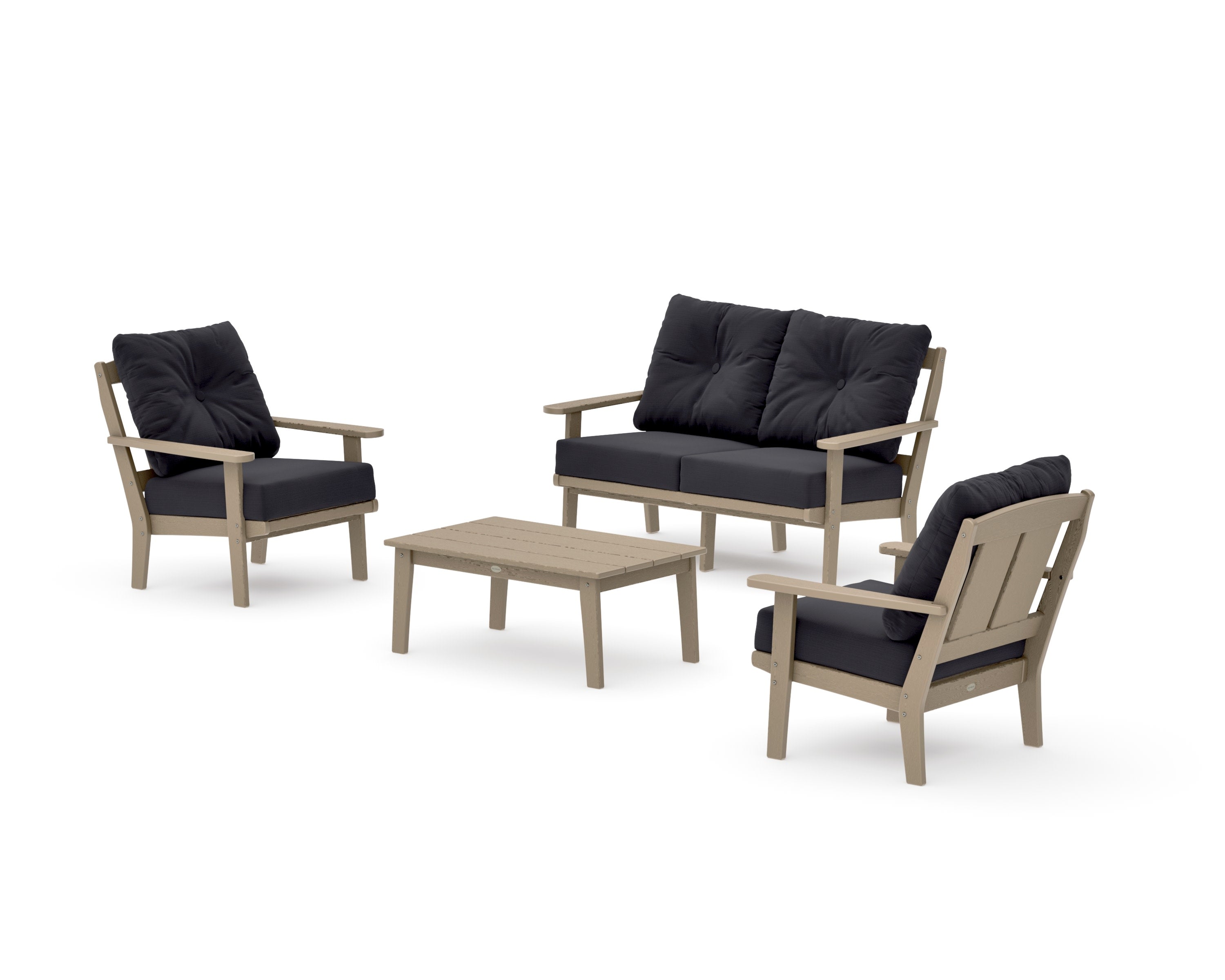 Mission 4-Piece Deep Seating Set with Loveseat in Vintage Sahara / Midnight Linen