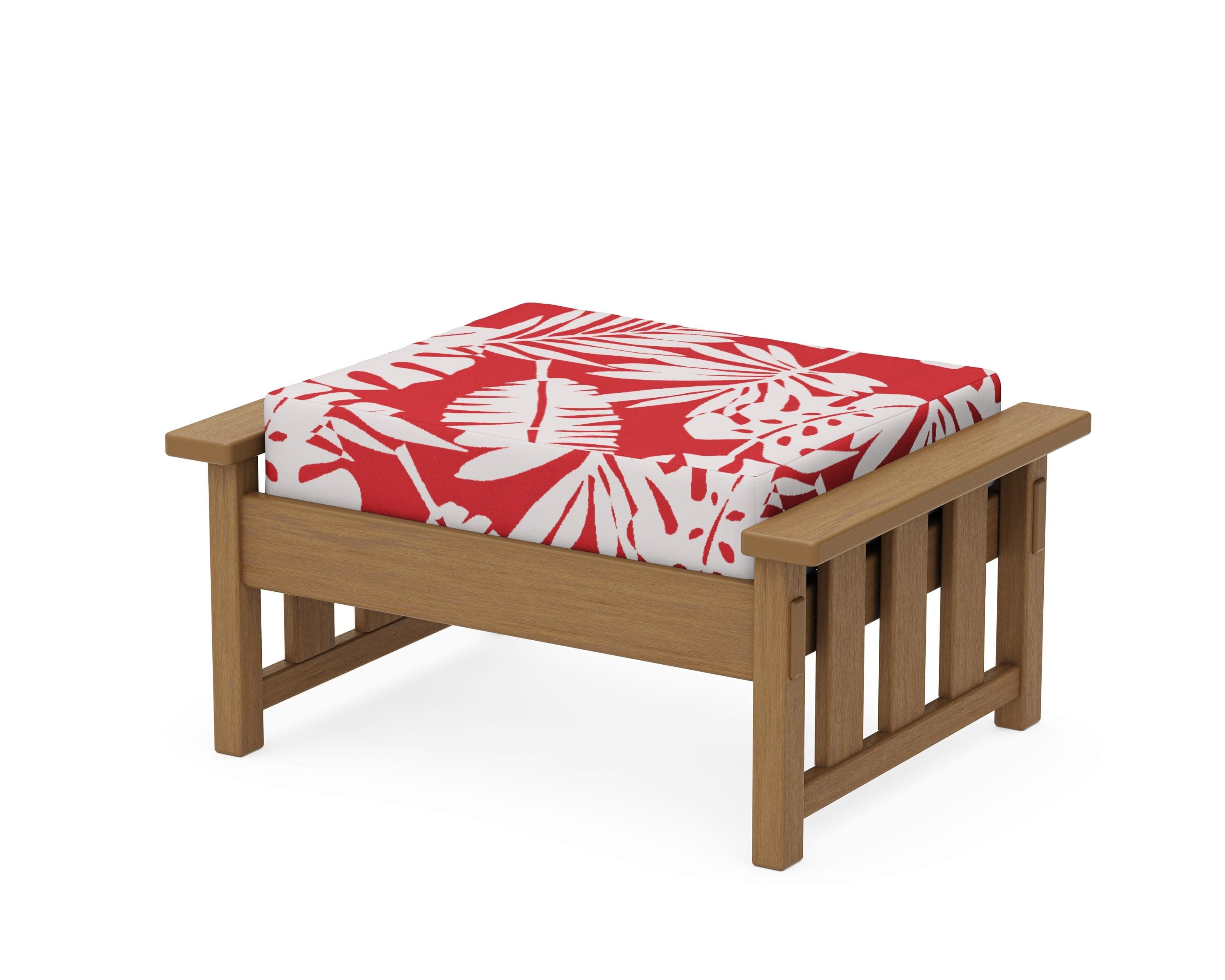 Acadia Deep Seating Ottoman in Natural / Leaf Crimson