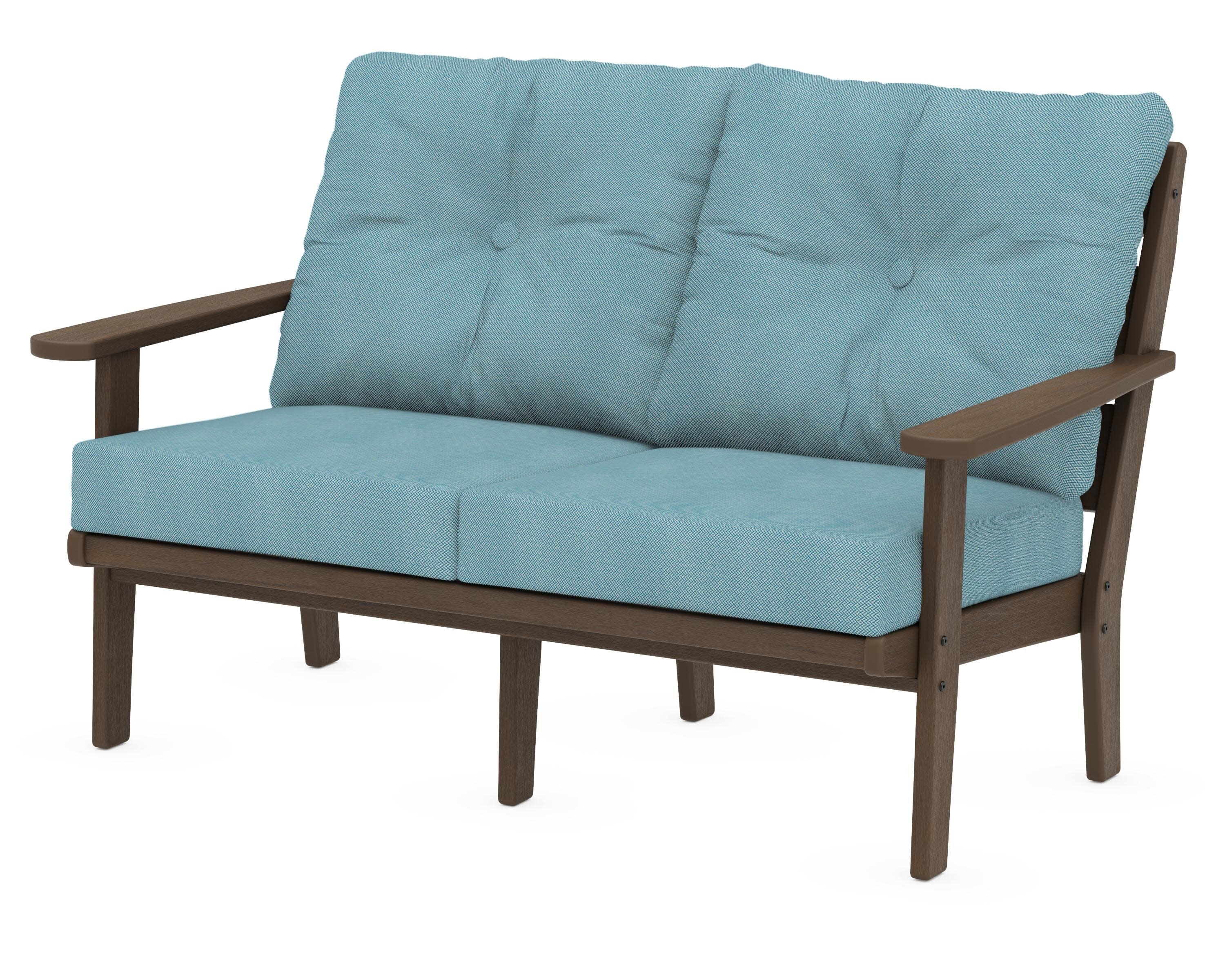 Lakeside Deep Seating Loveseat in Kona / Lattice Sky Blue