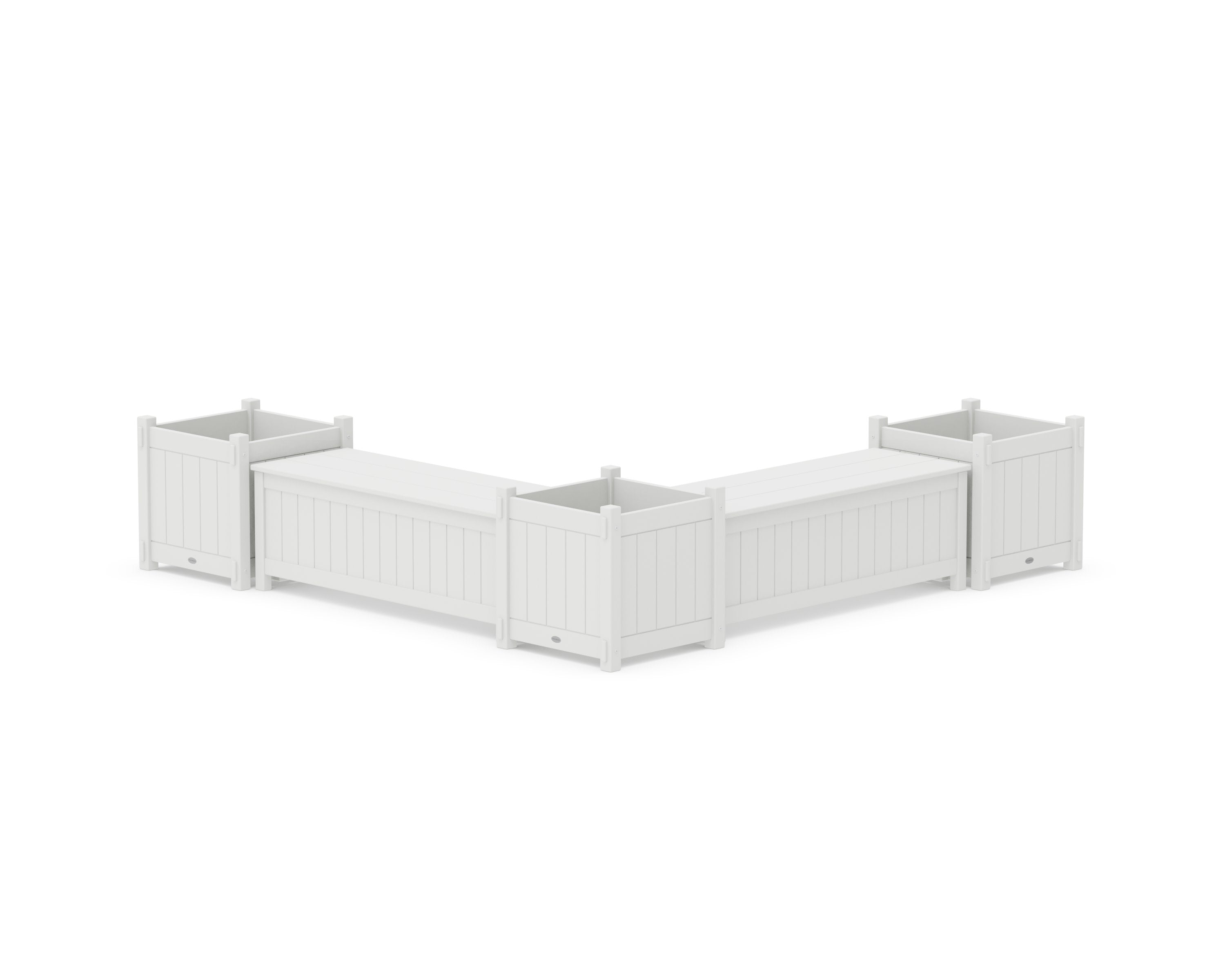 48" Vineyard L- Shaped Planter Storage Bench Corner Set- Large in White