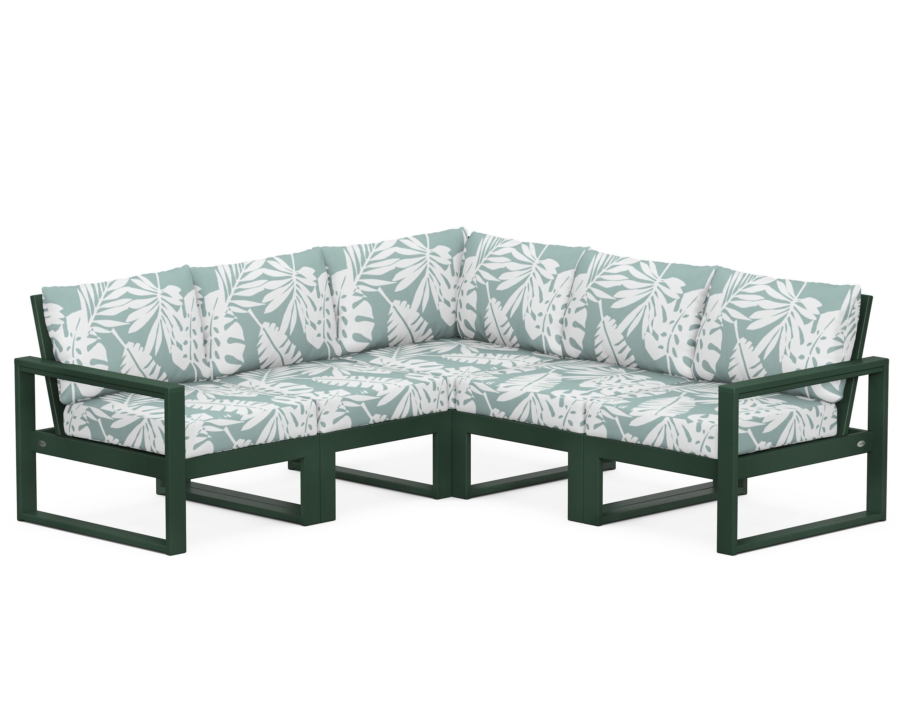 EDGE 5-Piece Modular Deep Seating Set in Green / Leaf Glacier Spa