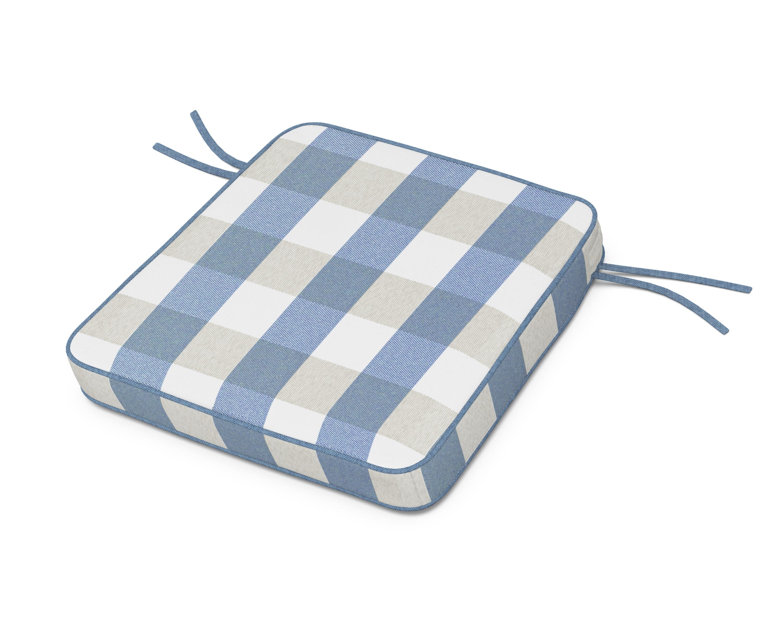 Acadia Dining Arm Seat Cushion in Buffalo Plaid Sky Blue