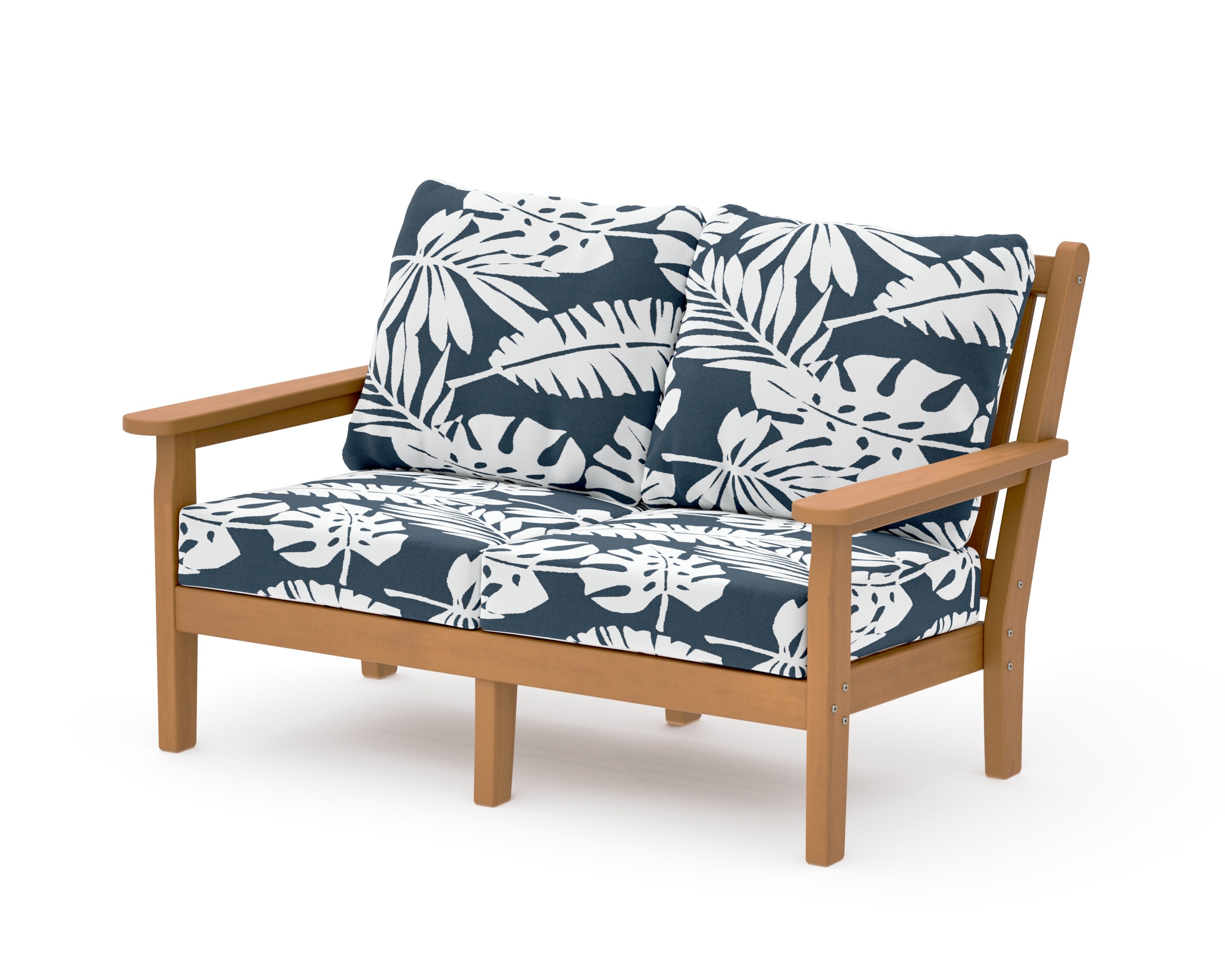 Chippendale Deep Seating Loveseat in Natural / Leaf Marine Indigo
