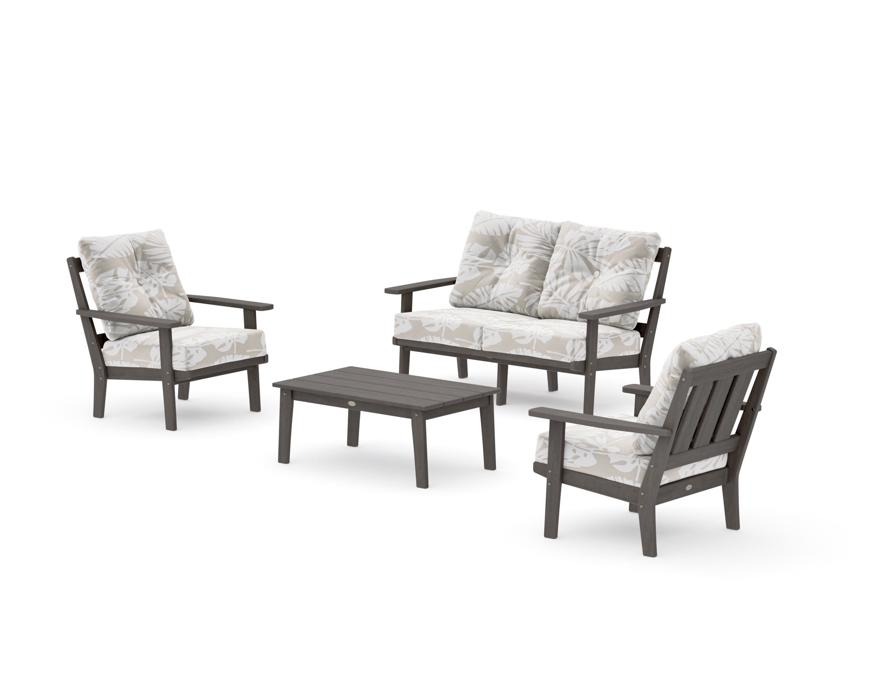Oxford 4-Piece Deep Seating Set with Loveseat in Driftwood / Leaf Dune Burlap