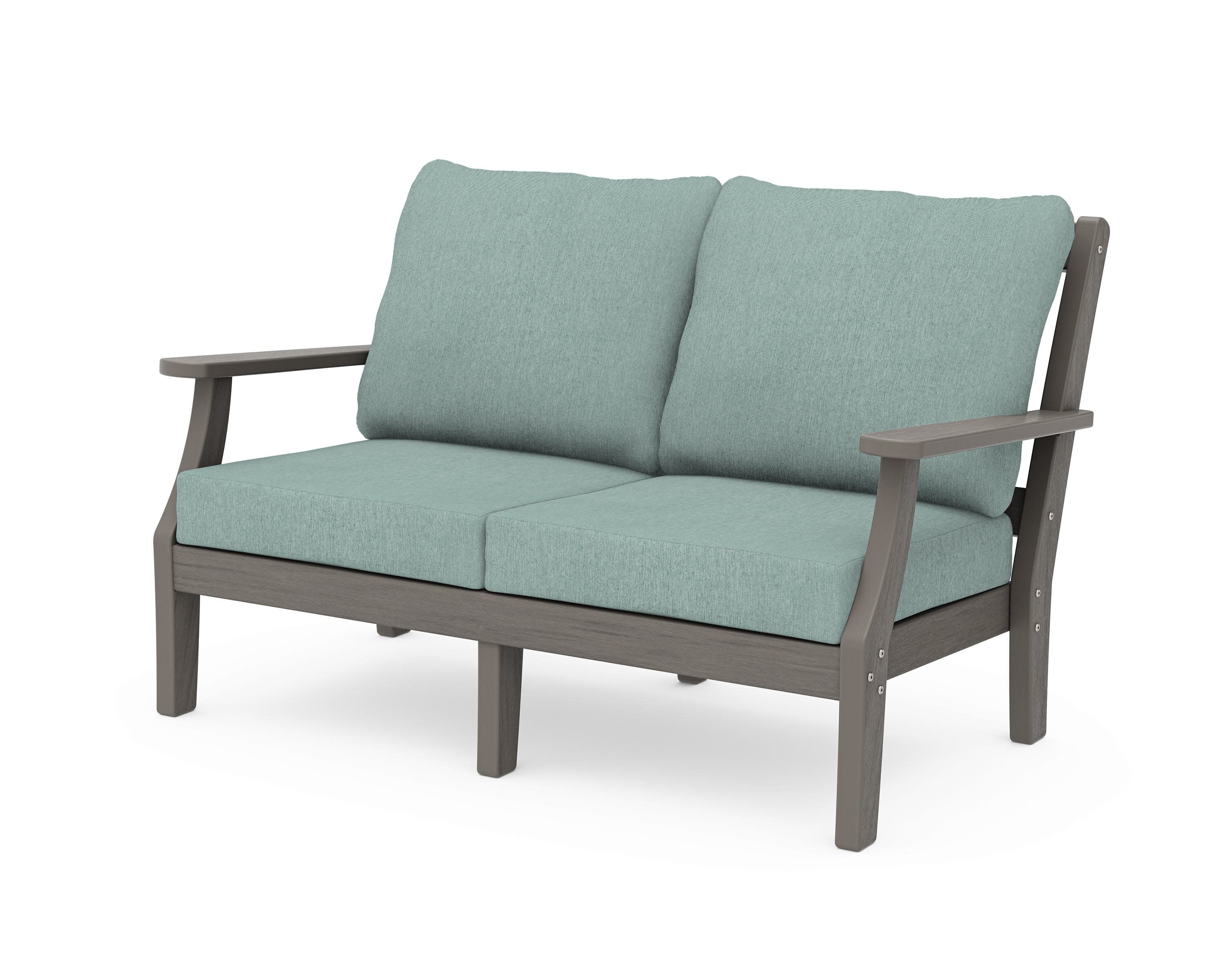 Chinoiserie Deep Seating Loveseat in Driftwood / Glacier Spa