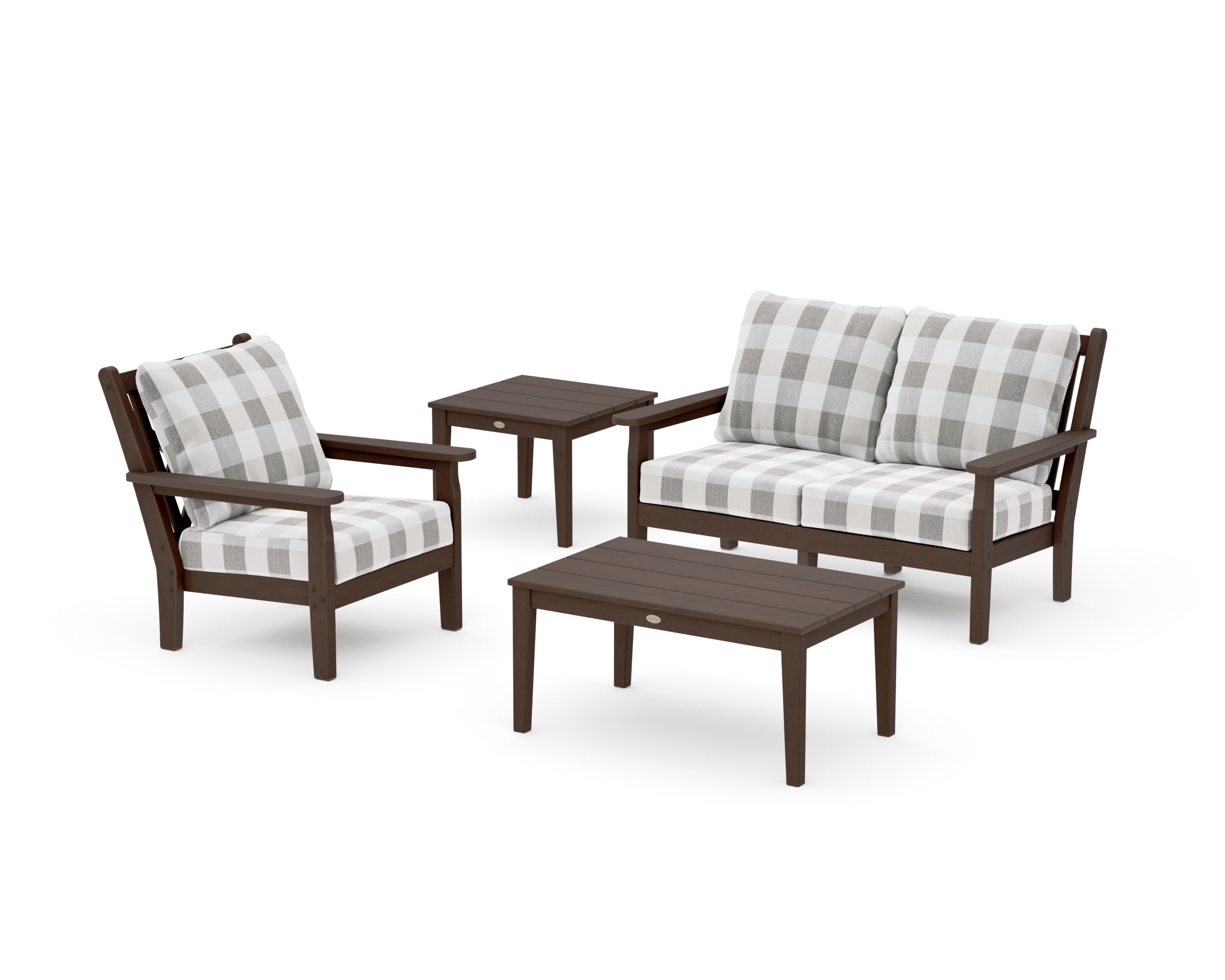 Chippendale 4-Piece Deep Seating Set in Kona / Buffalo Plaid Grey Mist