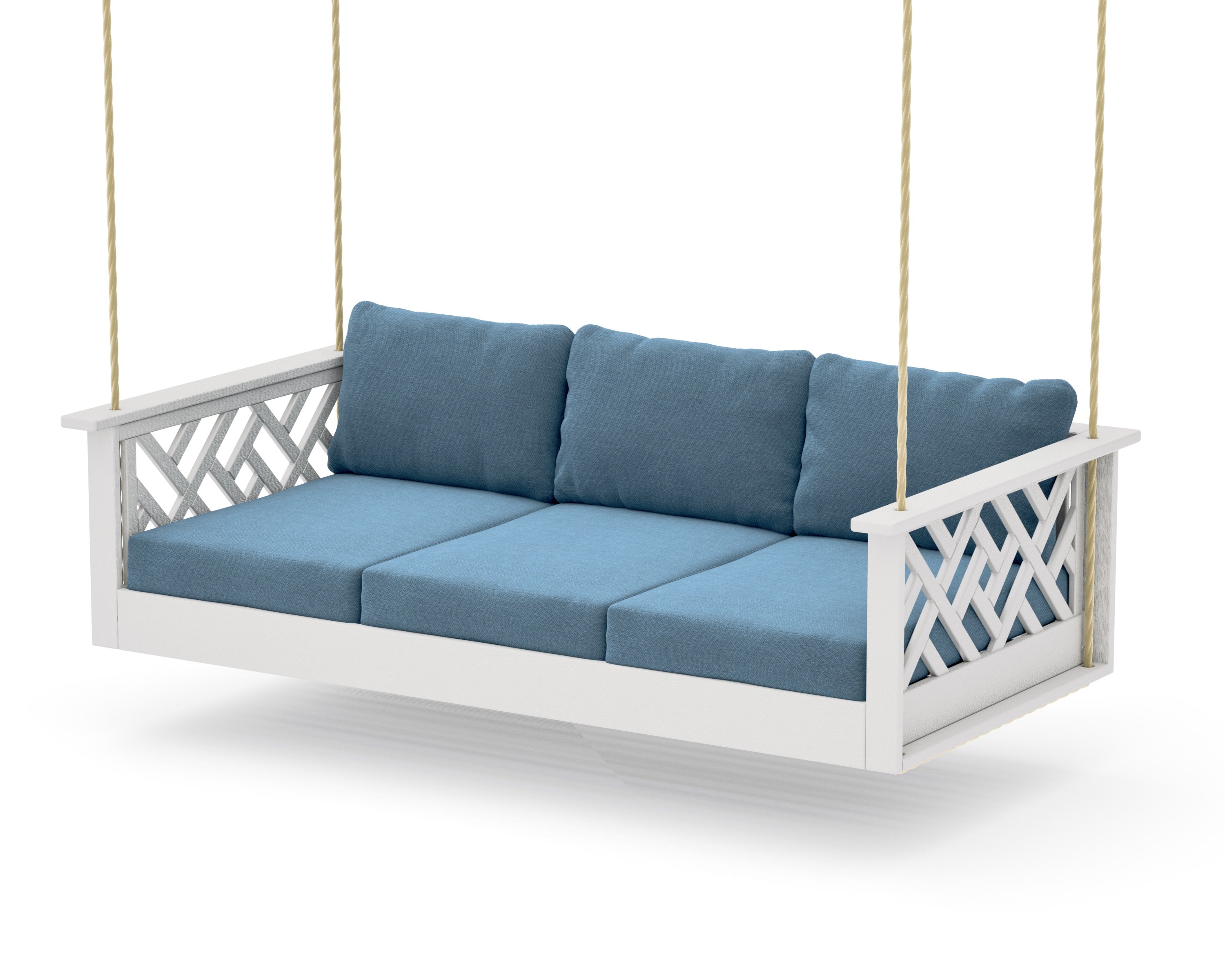 Chippendale Daybed Swing in Vintage White / Sky Blue