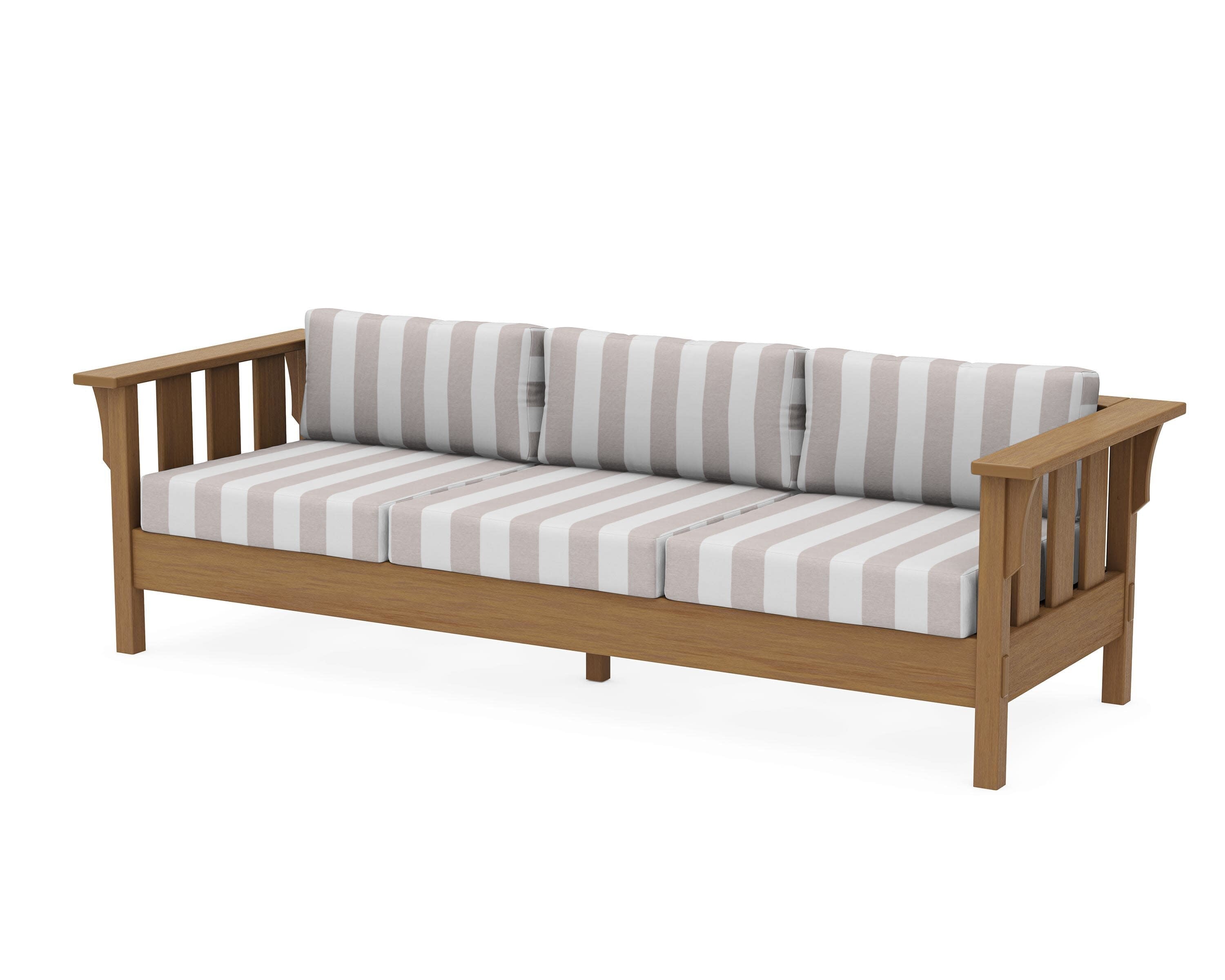 Acadia Deep Seating Sofa in Natural / Cabana Stripe Dune Burlap