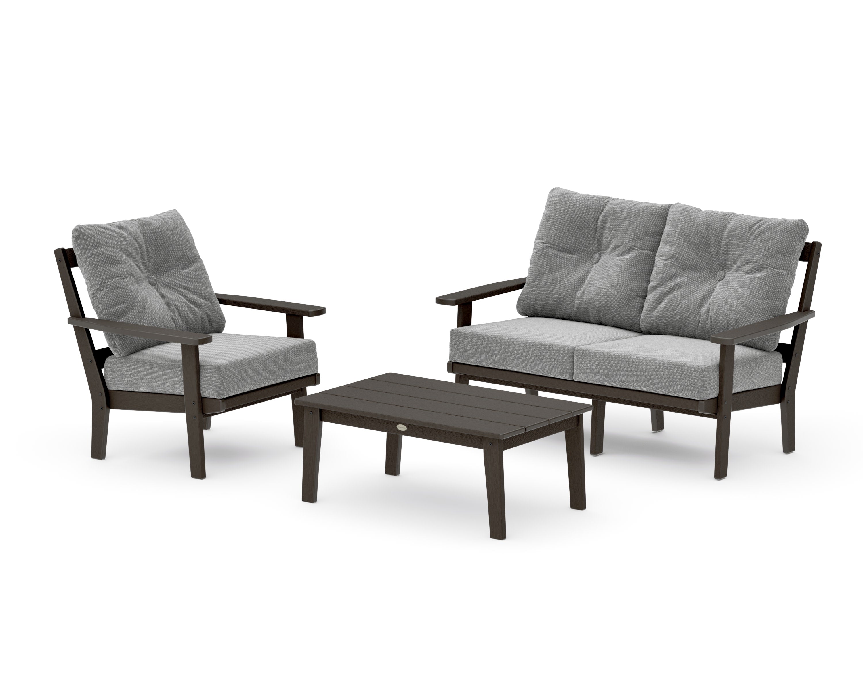 Prairie 3-Piece Deep Seating Set with Loveseat in Vintage Coffee / Grey Mist