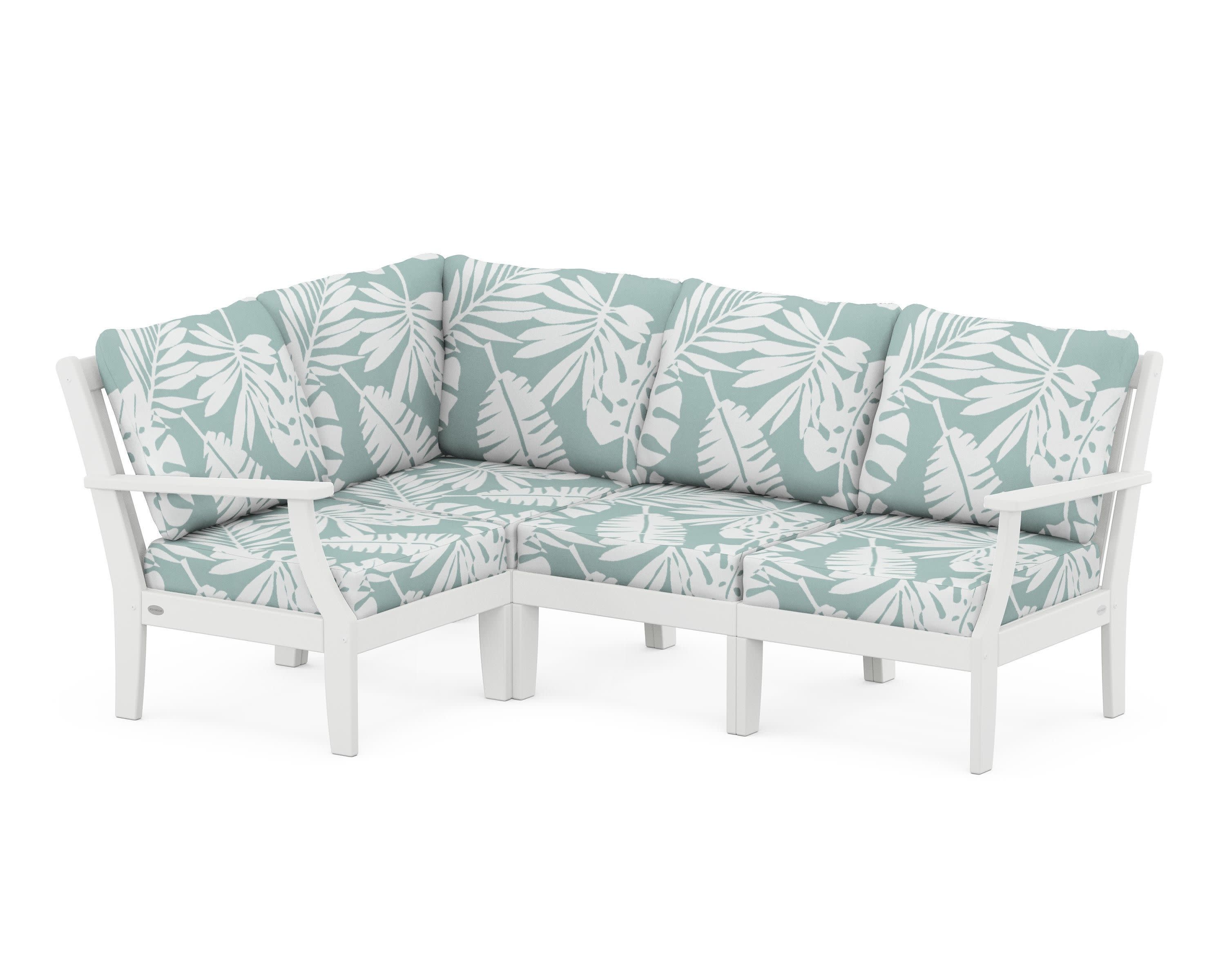 Braxton Modular 4-Piece Deep Seating Set in White / Leaf Glacier Spa