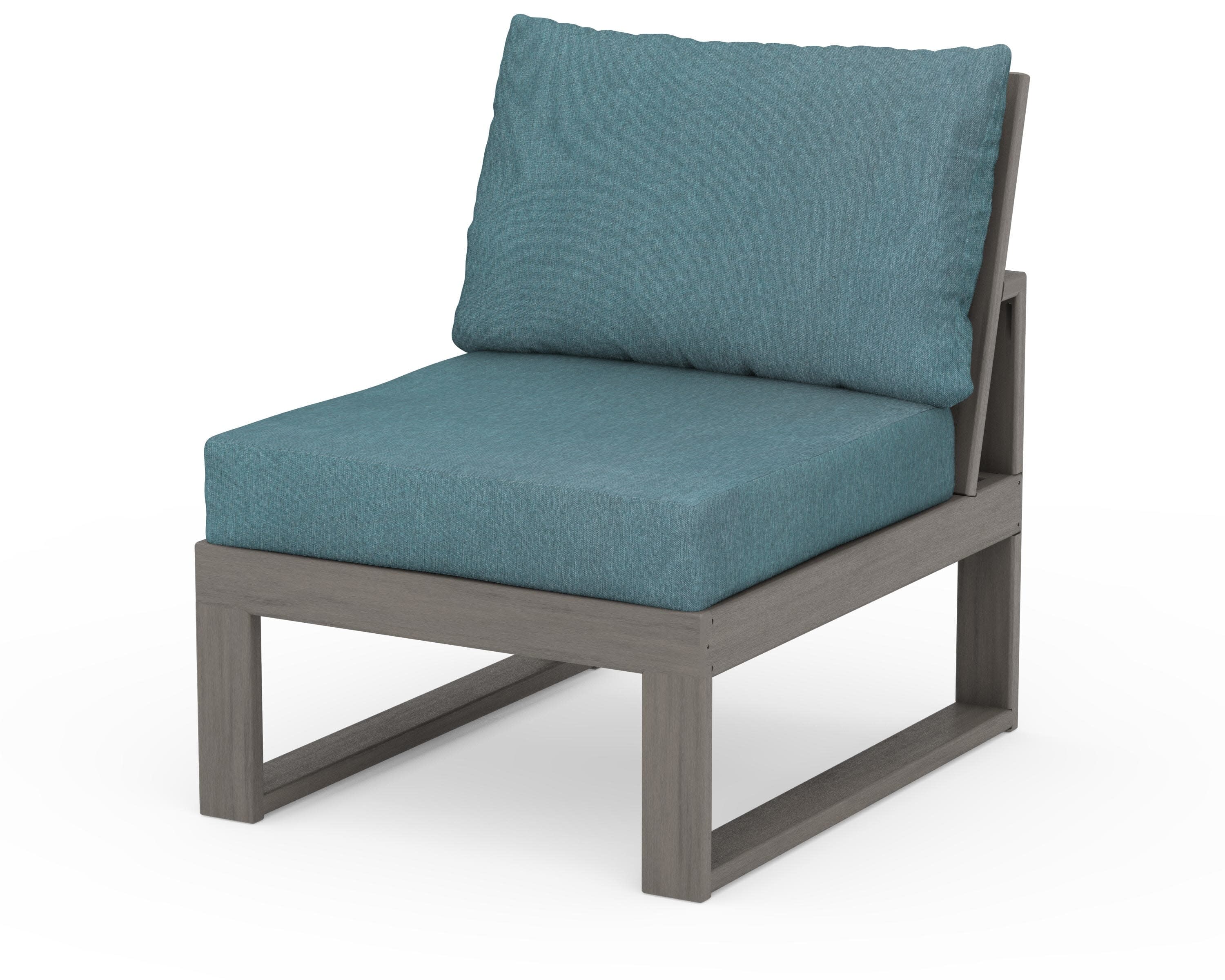 Modular Armless Chair in Driftwood / Ocean Teal