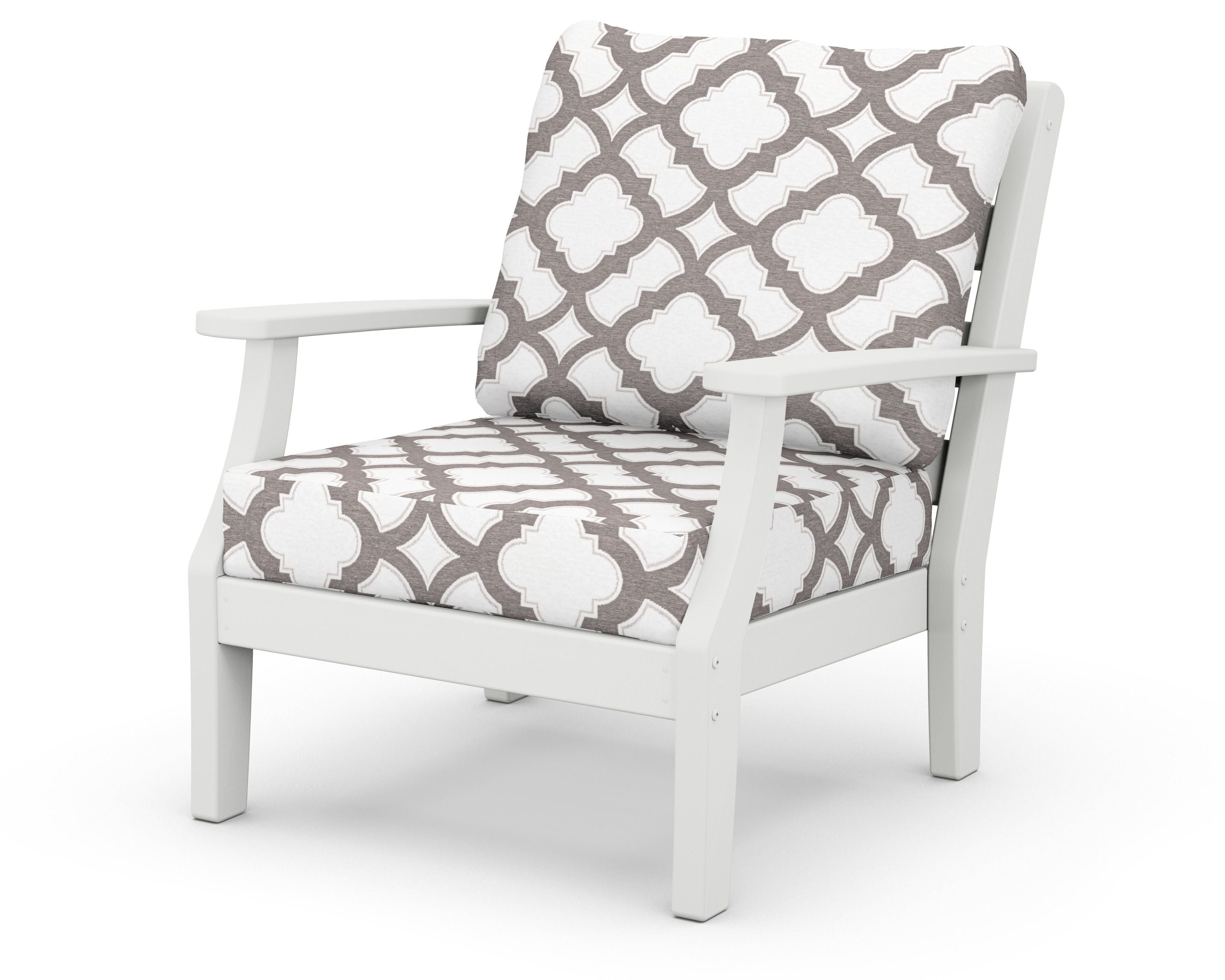 Chesapeake Deep Seating Chair in White / Trellis Grey Mist