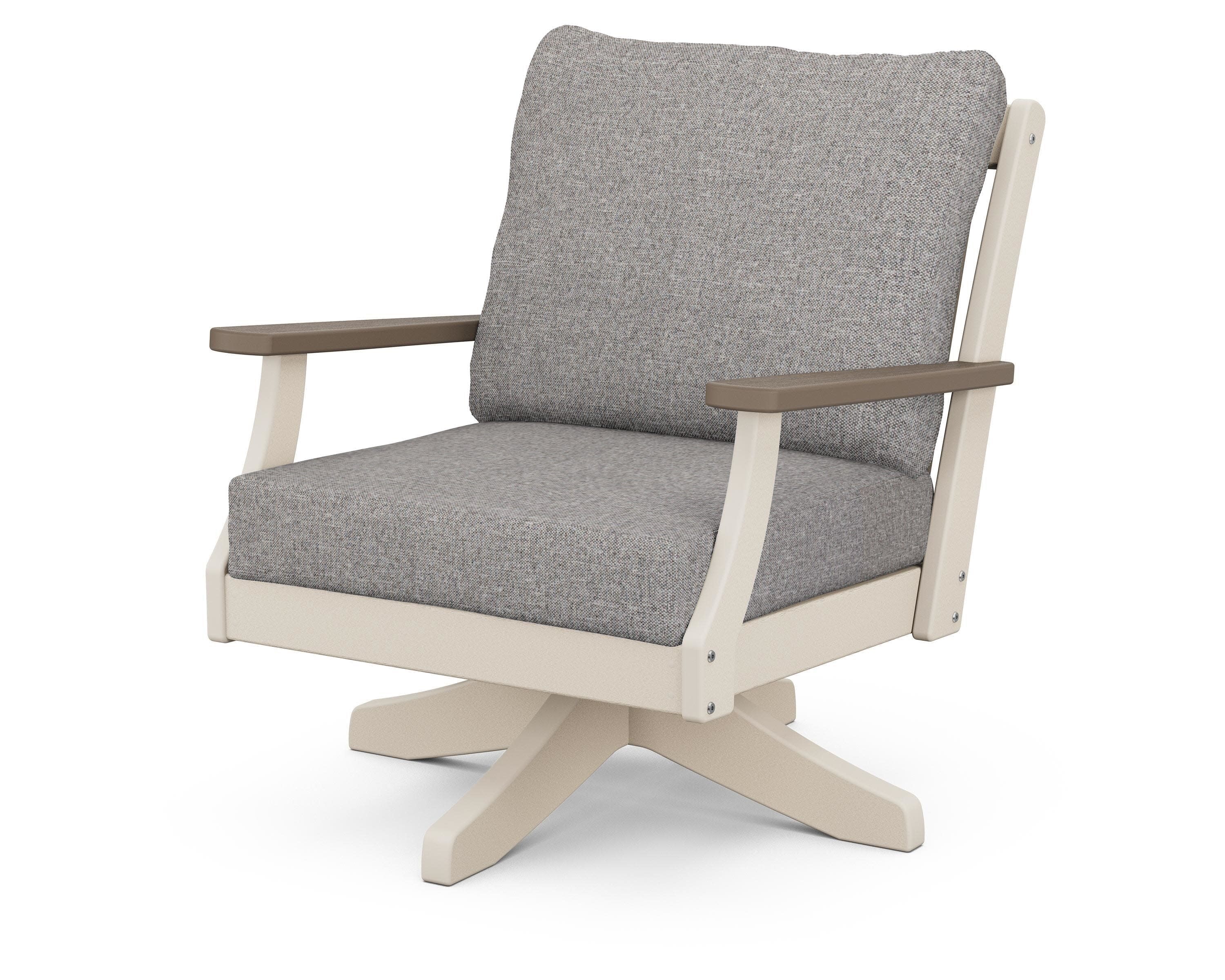 Braxton Deep Seating Swivel Chair in Sand / Kona / Grey Mist