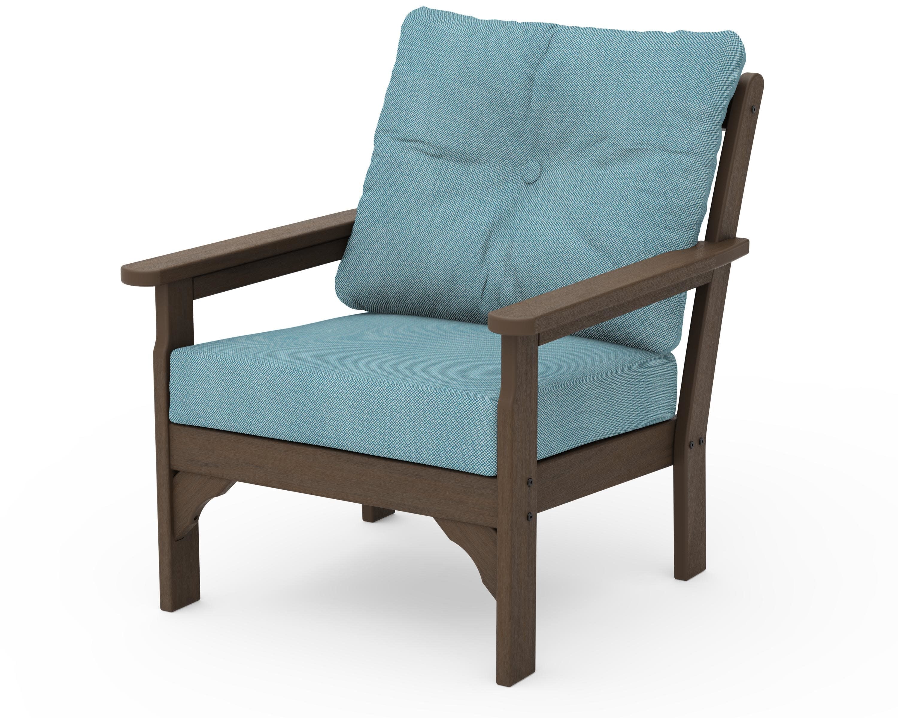 Vineyard Deep Seating Chair in Kona / Lattice Sky Blue