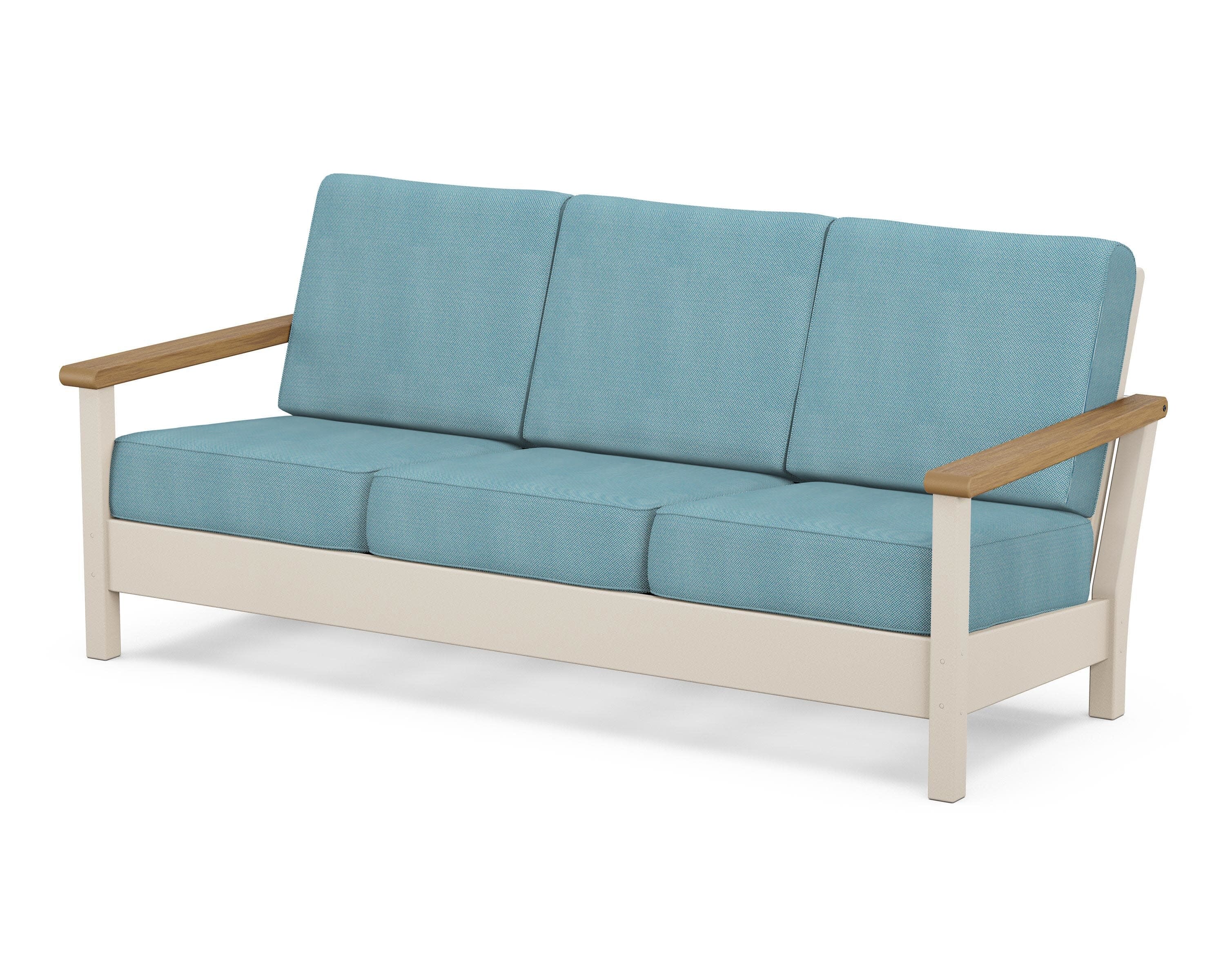 Harbour Deep Seating Sofa in Sand / Natural / Lattice Sky Blue