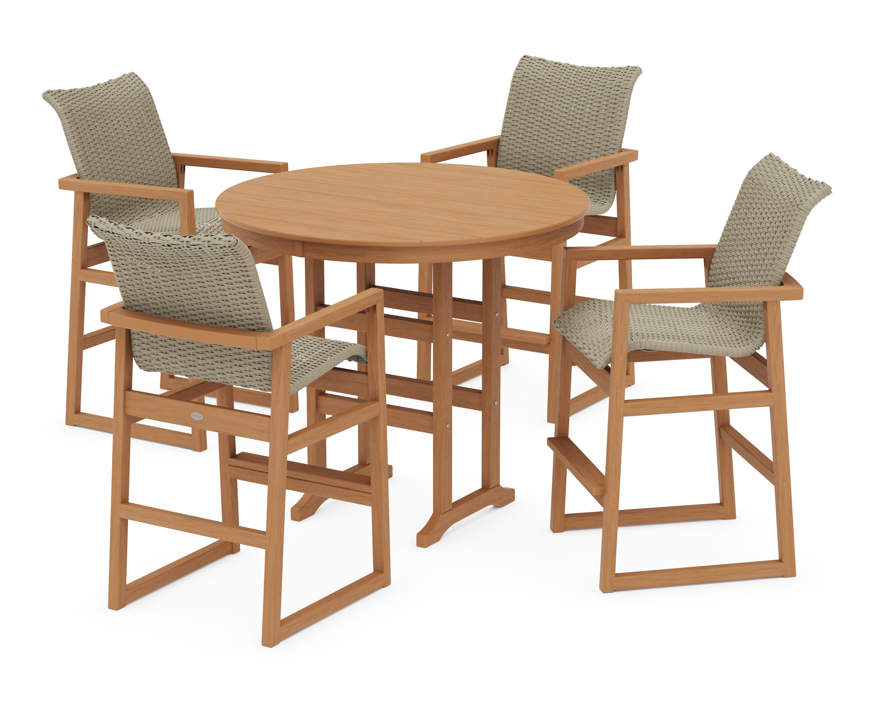 EDGE Woven 5-Piece Round Farmhouse Bar Set in Natural / Dune Grass