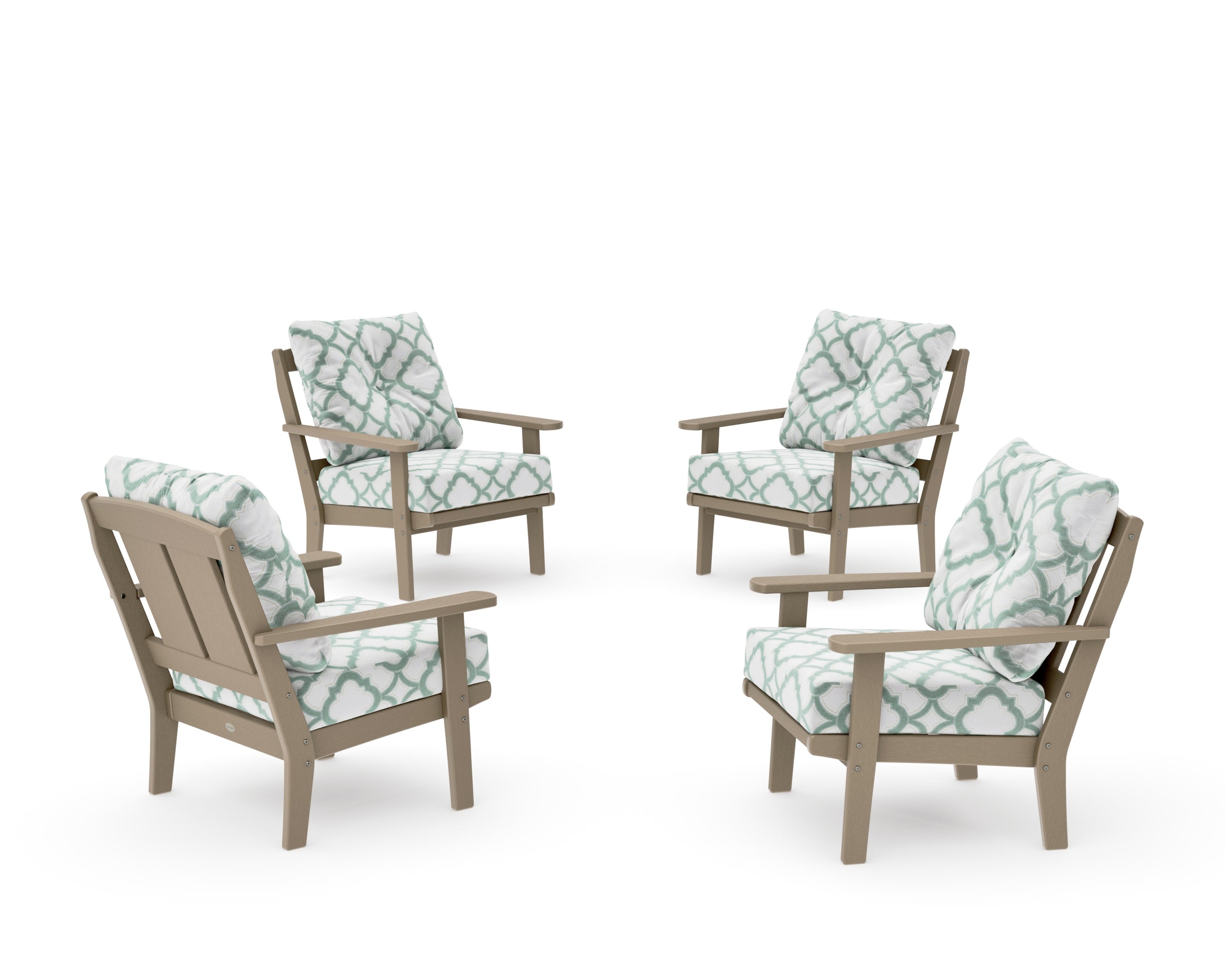 Mission 5-Piece Deep Seating Set with Fire Pit Table in Vintage Sahara / Trellis Glacier Spa