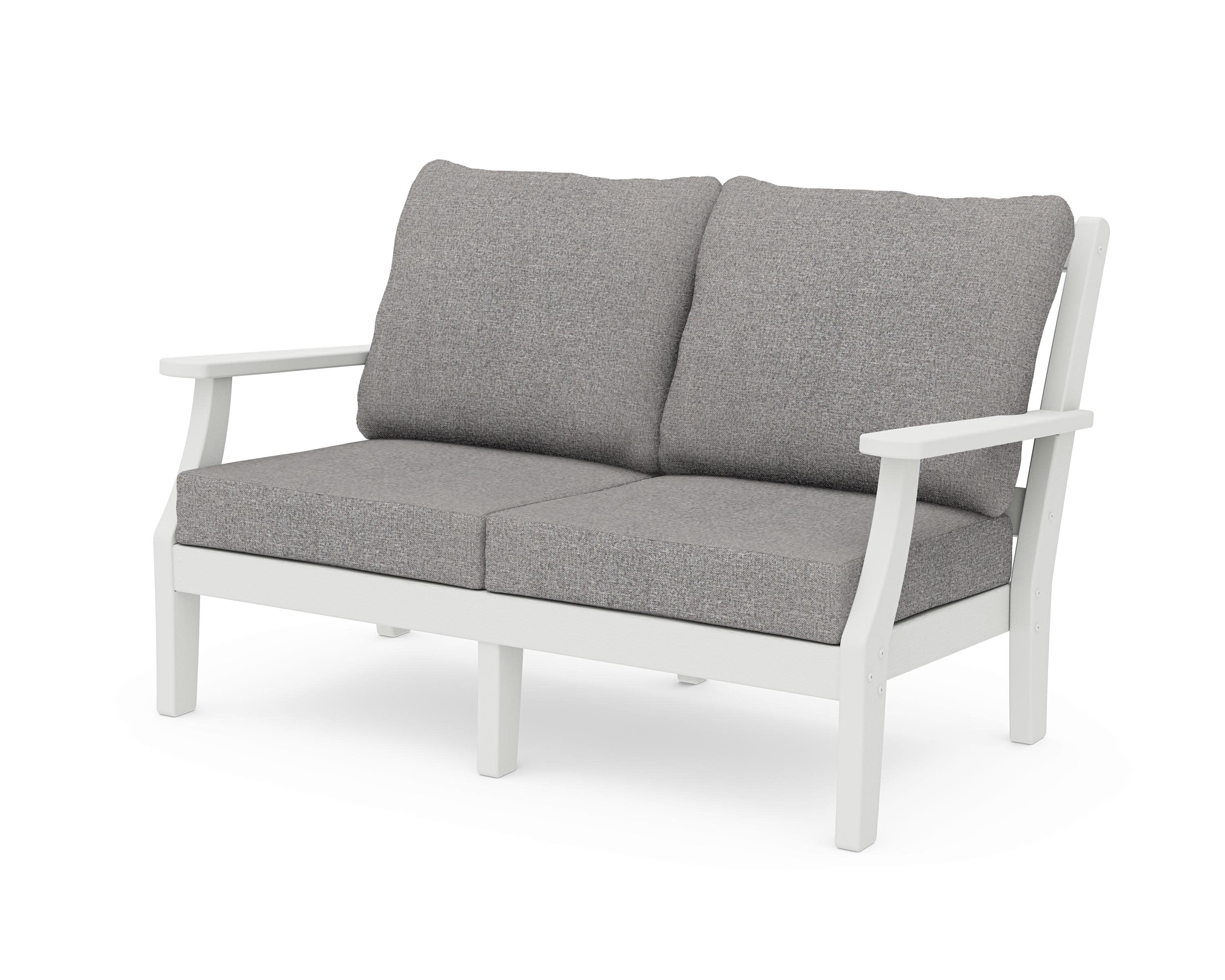 Chinoiserie Deep Seating Loveseat in Vintage White / Grey Mist
