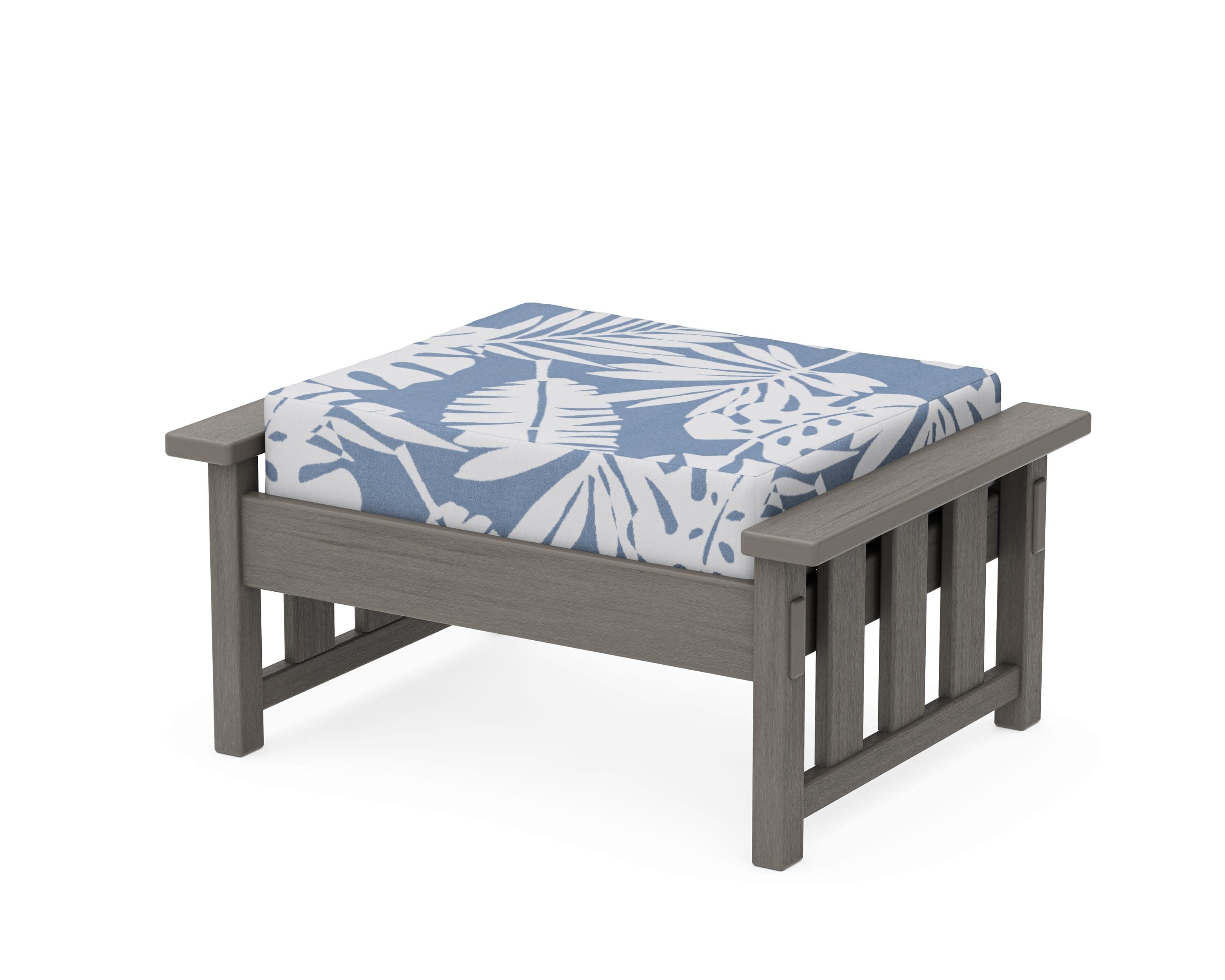 Acadia Deep Seating Ottoman in Driftwood / Leaf Sky Blue