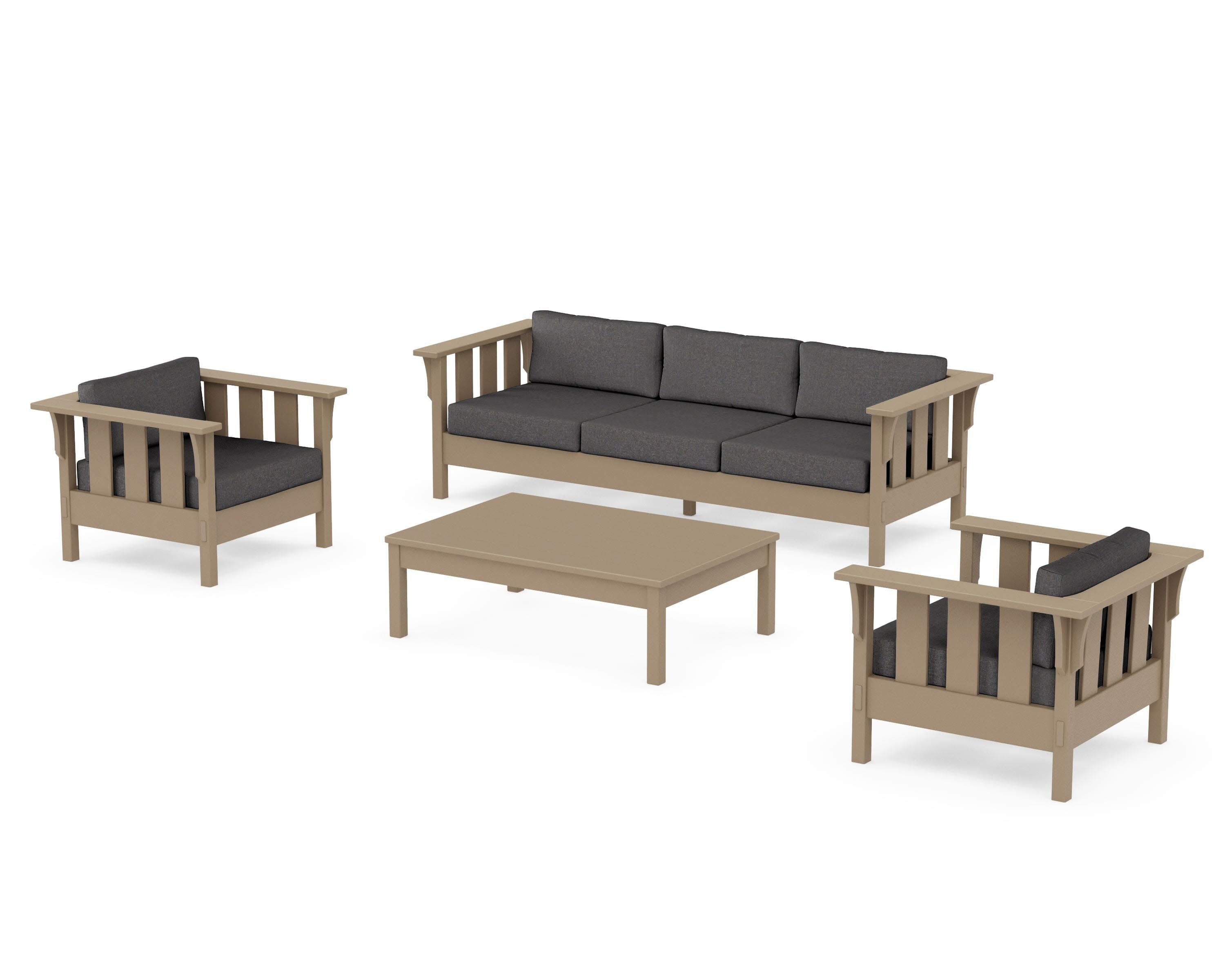 Acadia 4-Piece Deep Seating Set with Sofa in Vintage Sahara / Ash Charcoal