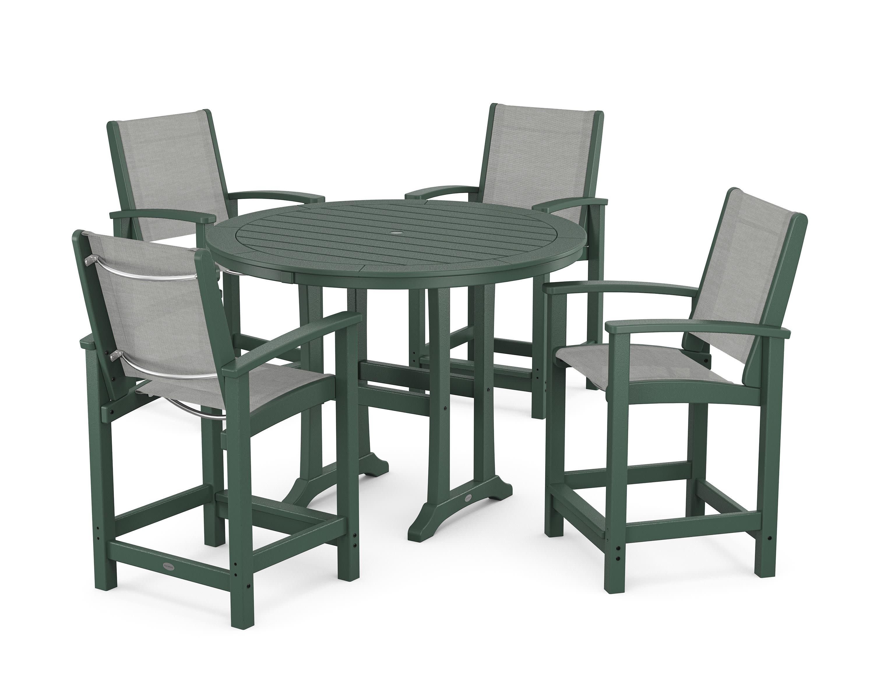 Coastal 5-Piece Counter Set in Green / Metallic Sling