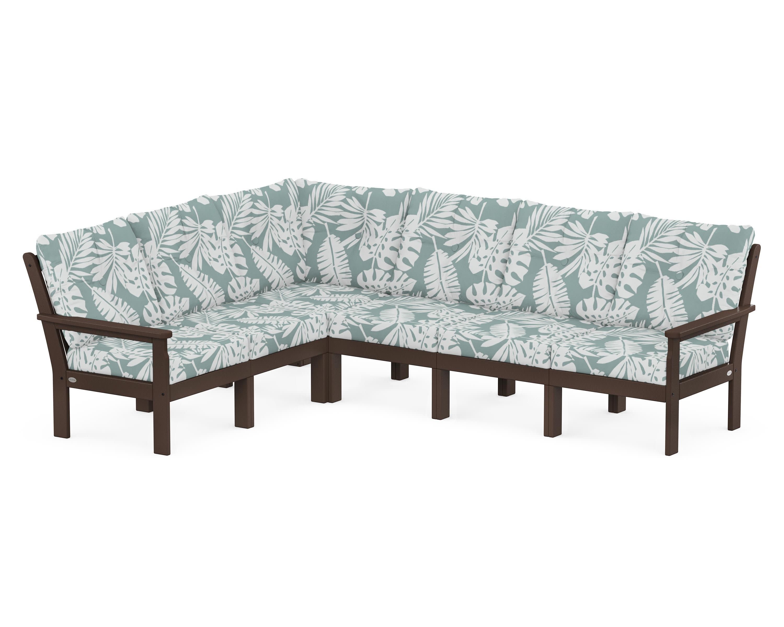 Vineyard 6-Piece Sectional in Mahogany / Leaf Glacier Spa