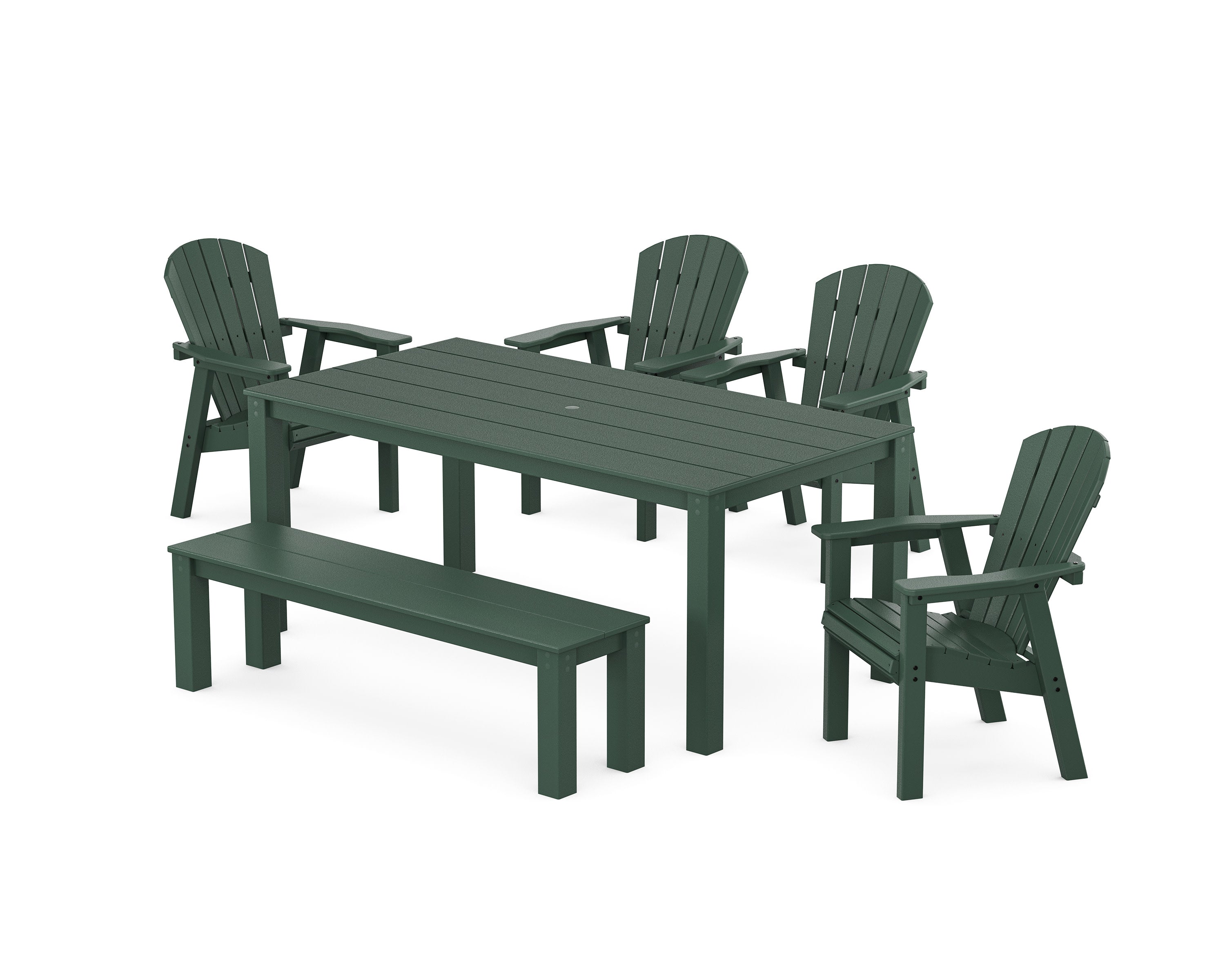 Seashell 6-Piece Parsons Dining Set with Bench in Green
