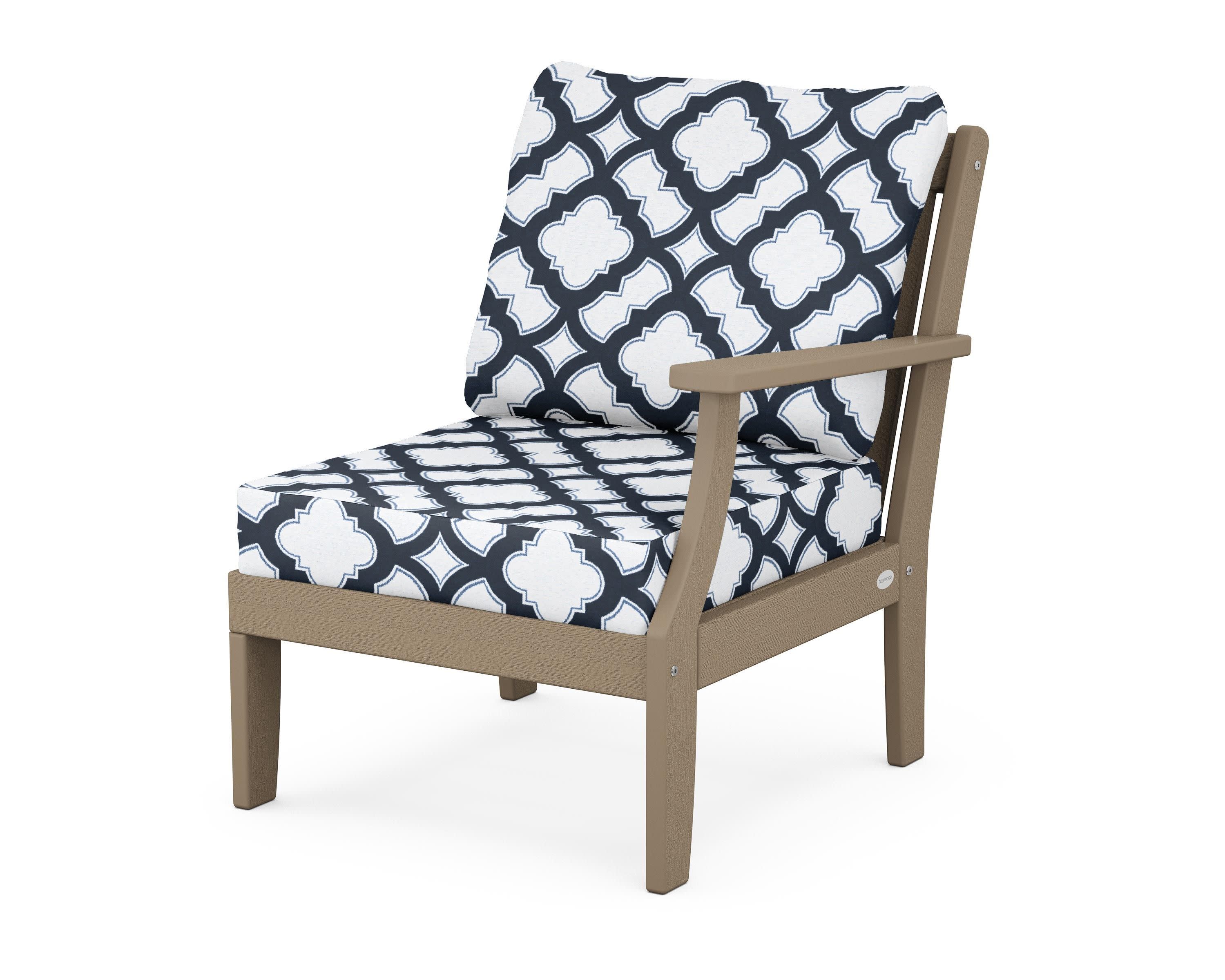 Braxton Modular Right Arm Chair in Vintage Sahara / Trellis Marine Indigo