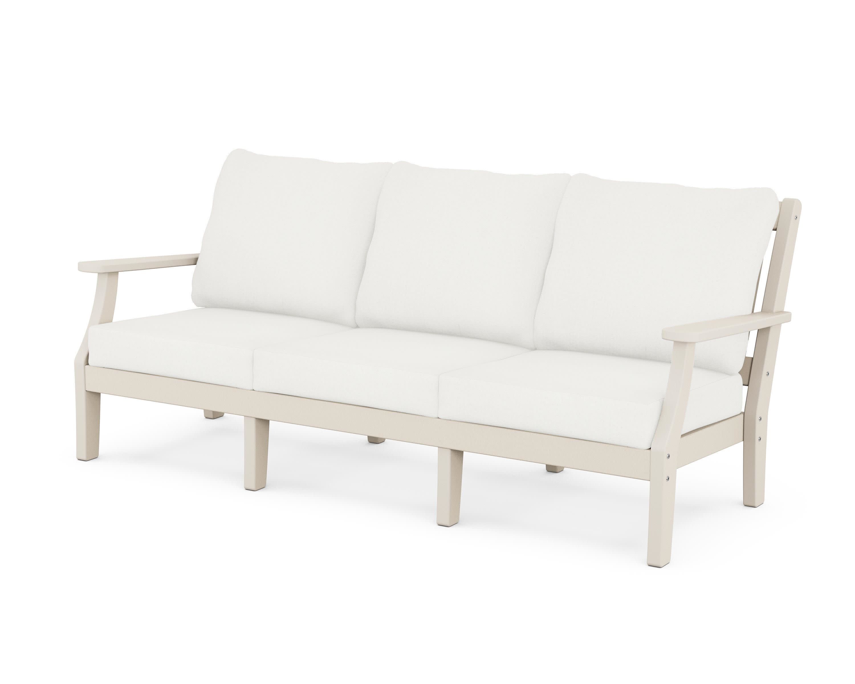 Chinoiserie Deep Seating Sofa in Sand / Natural Linen