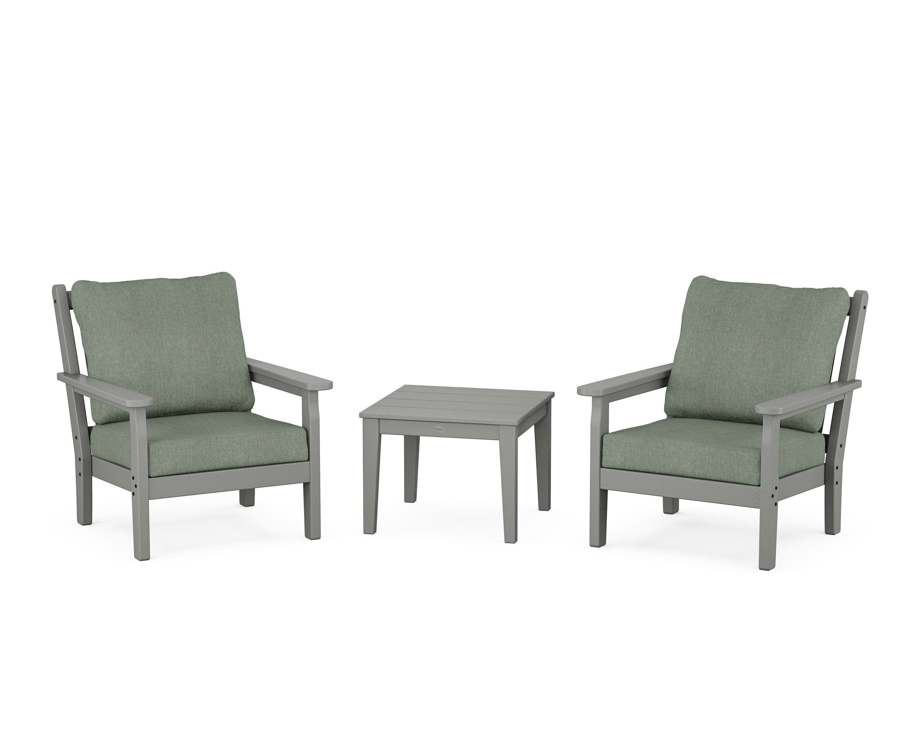 Chippendale 3-Piece Deep Seating Set in Slate Grey / Cast Sage