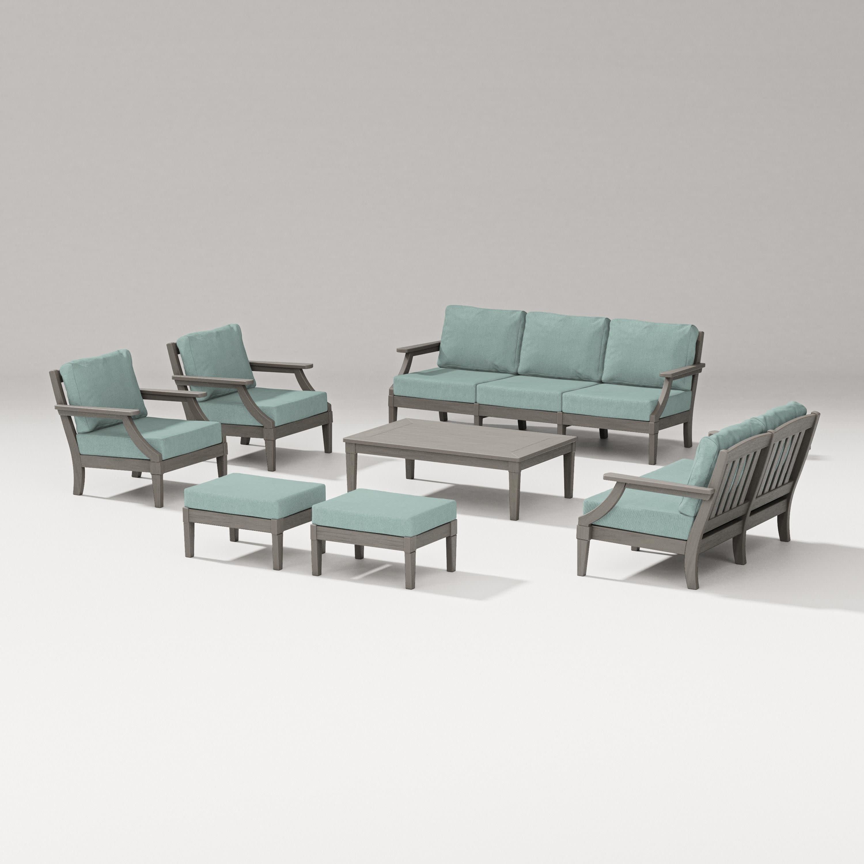 Estate 7-Piece Lounge Sofa Set in Driftwood / Glacier Spa