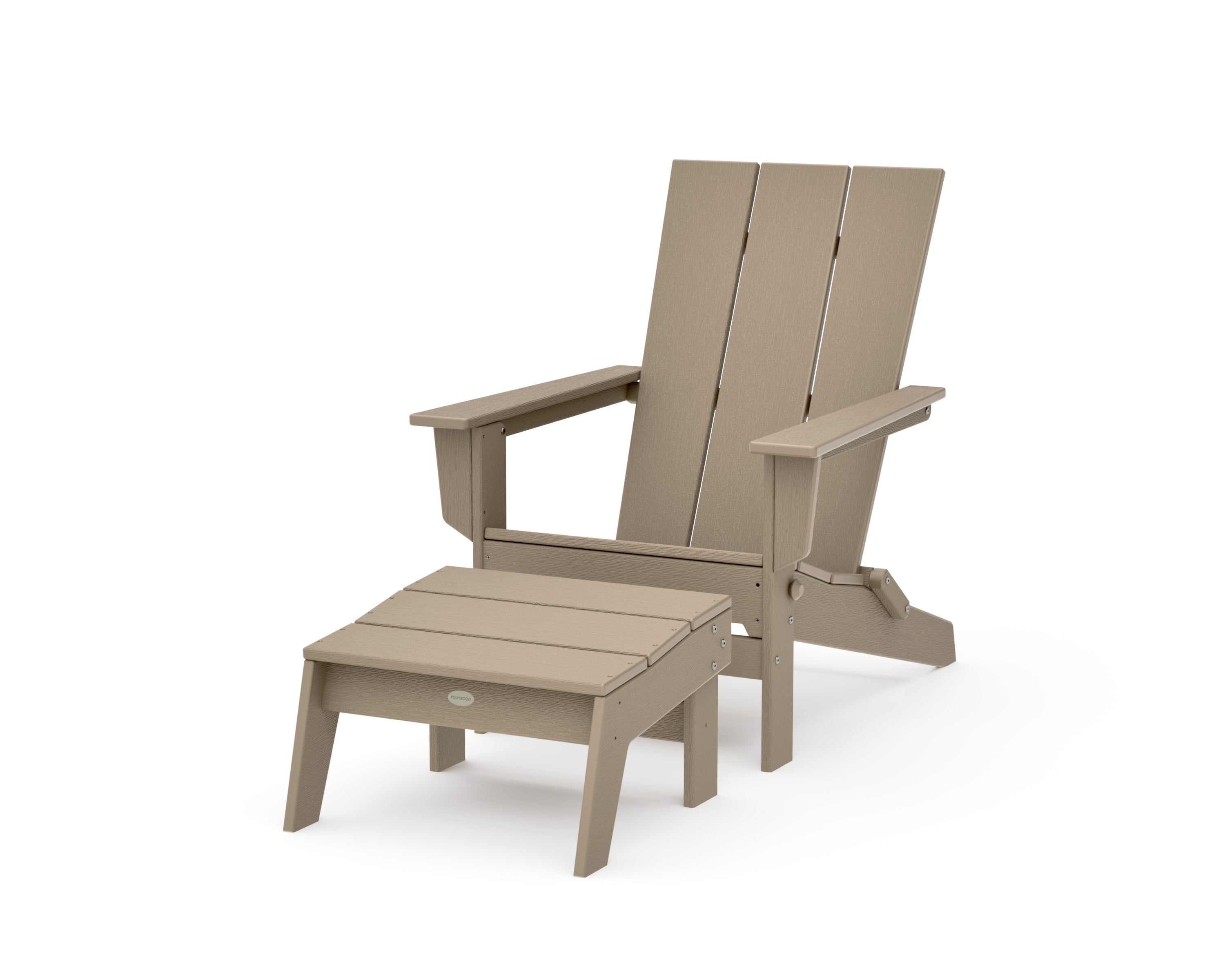 Modern Studio Folding Adirondack Chair with Ottoman in Vintage Sahara