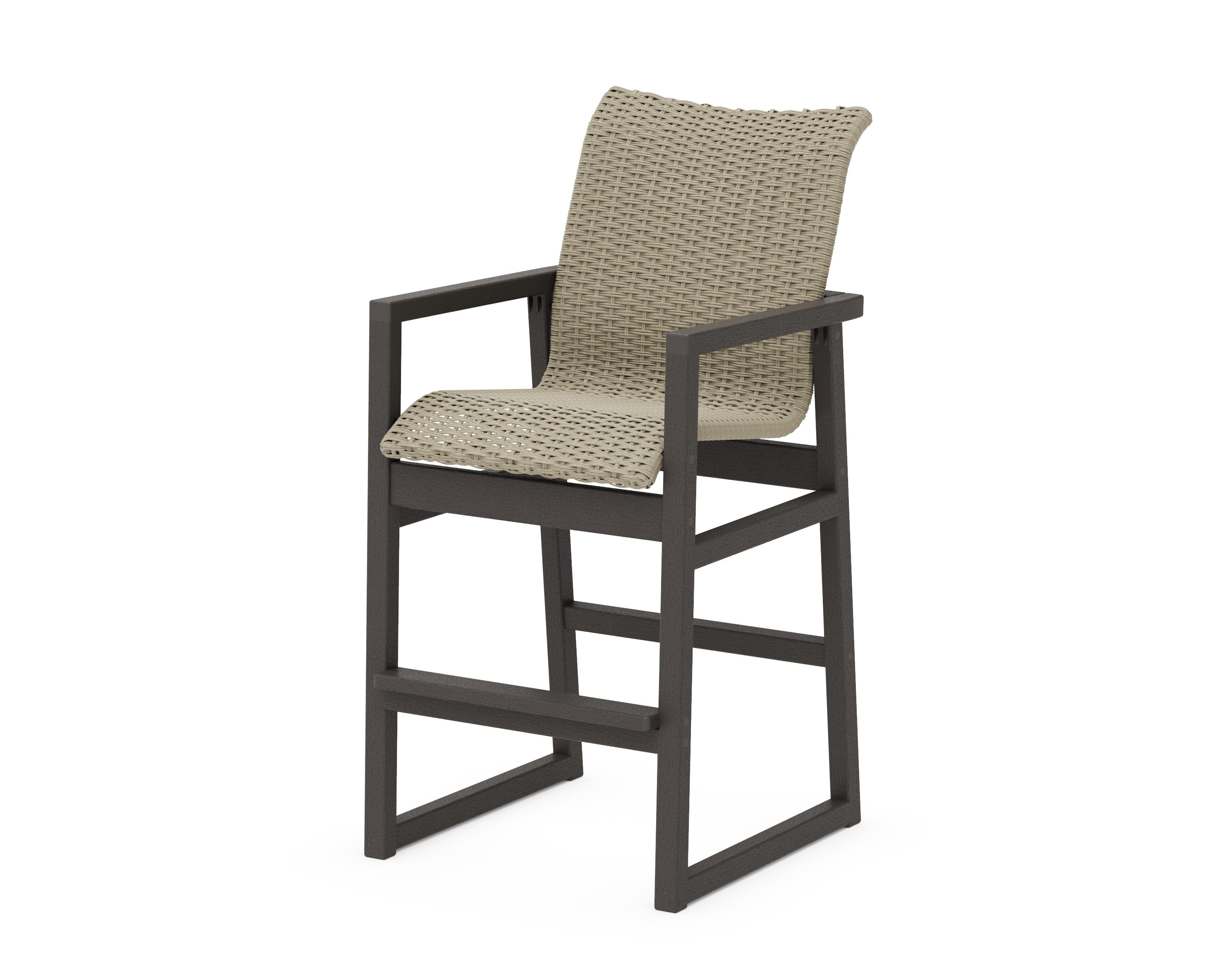 EDGE Woven Bar Arm Chair in Vintage Coffee / Dune Grass