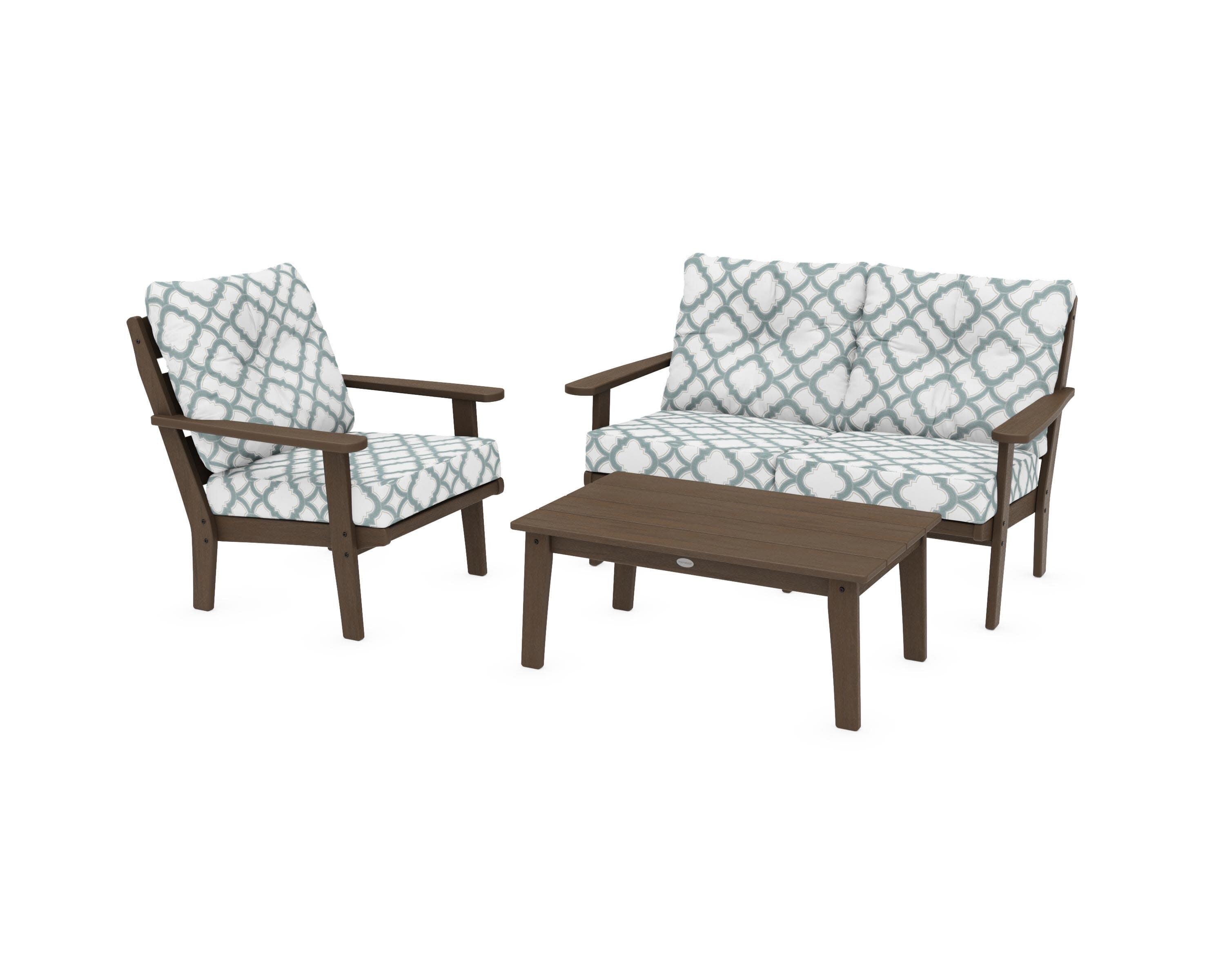 Lakeside 3-Piece Deep Seating Set in Kona / Trellis Glacier Spa