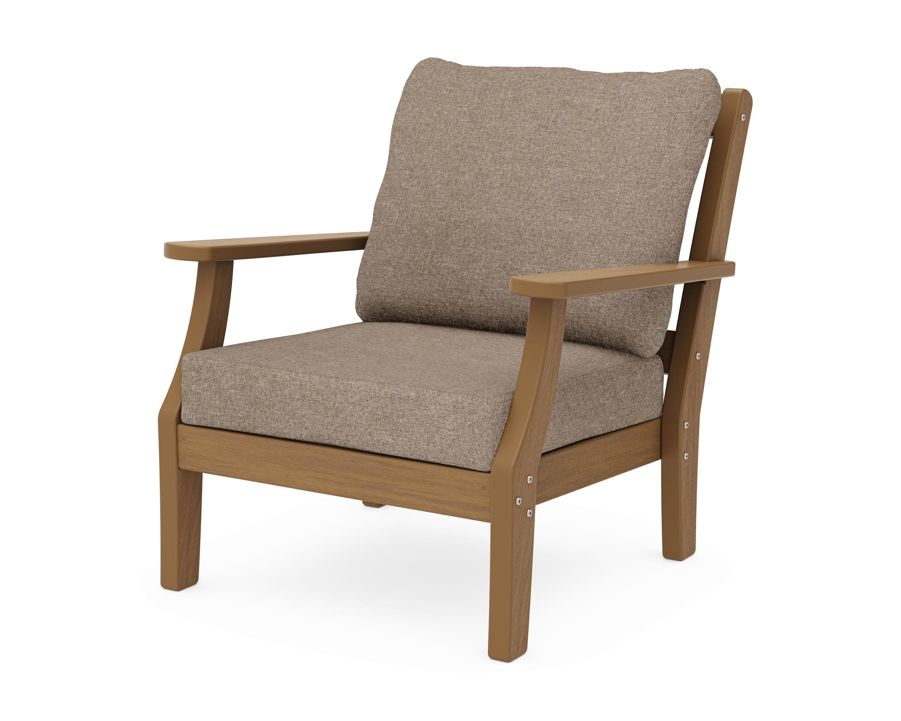 Chinoiserie Deep Seating Chair in Natural / Spiced Burlap