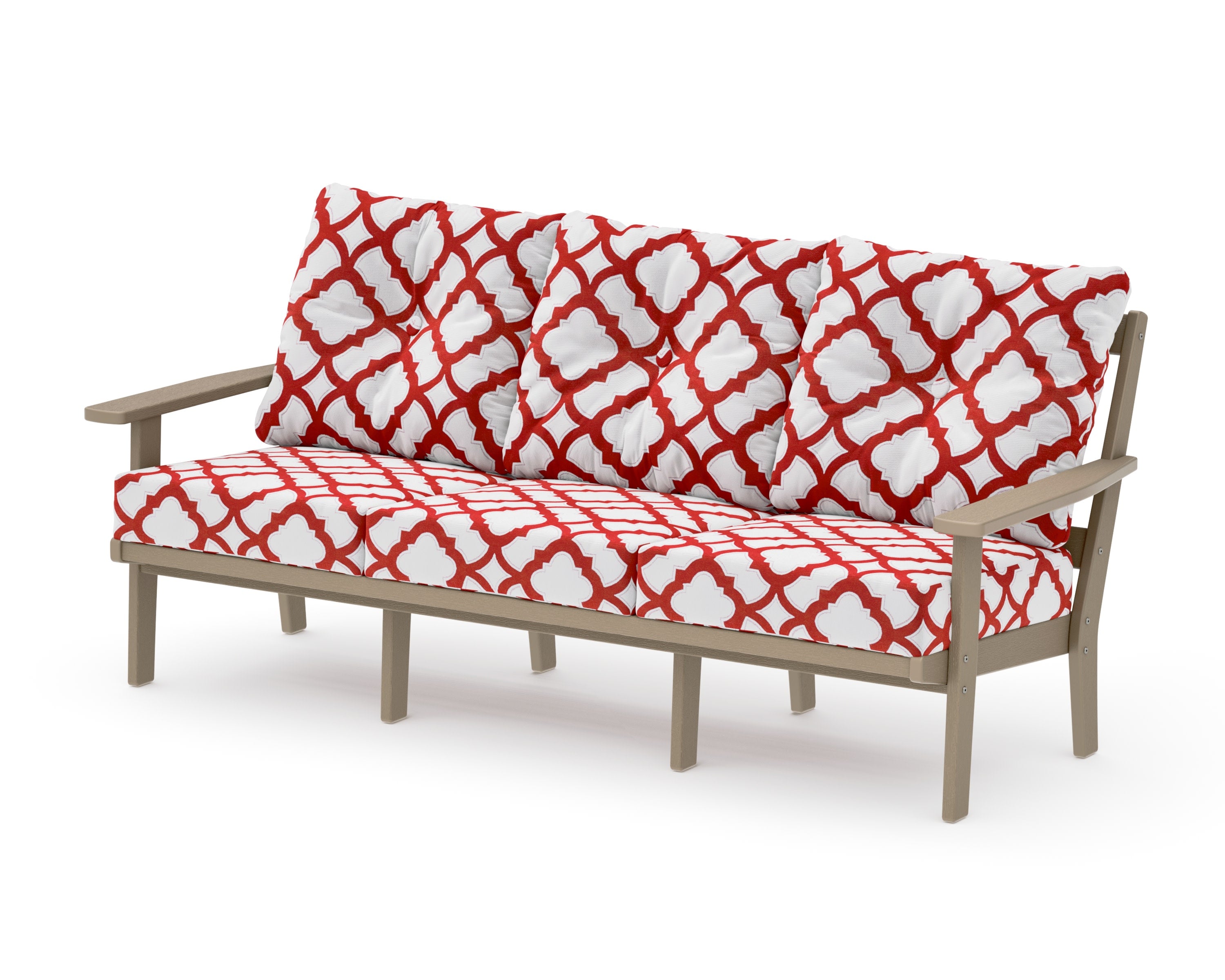 PrairieDeep Seating Sofa in Vintage Sahara / Trellis Crimson