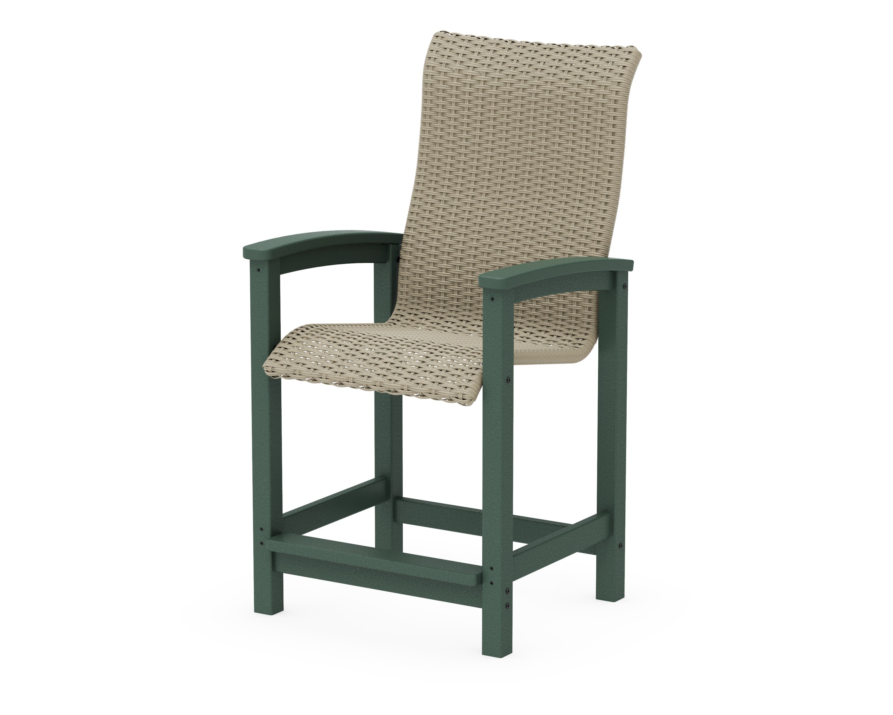 Coastal Woven High-Back Counter Chair in Green / Dune Grass