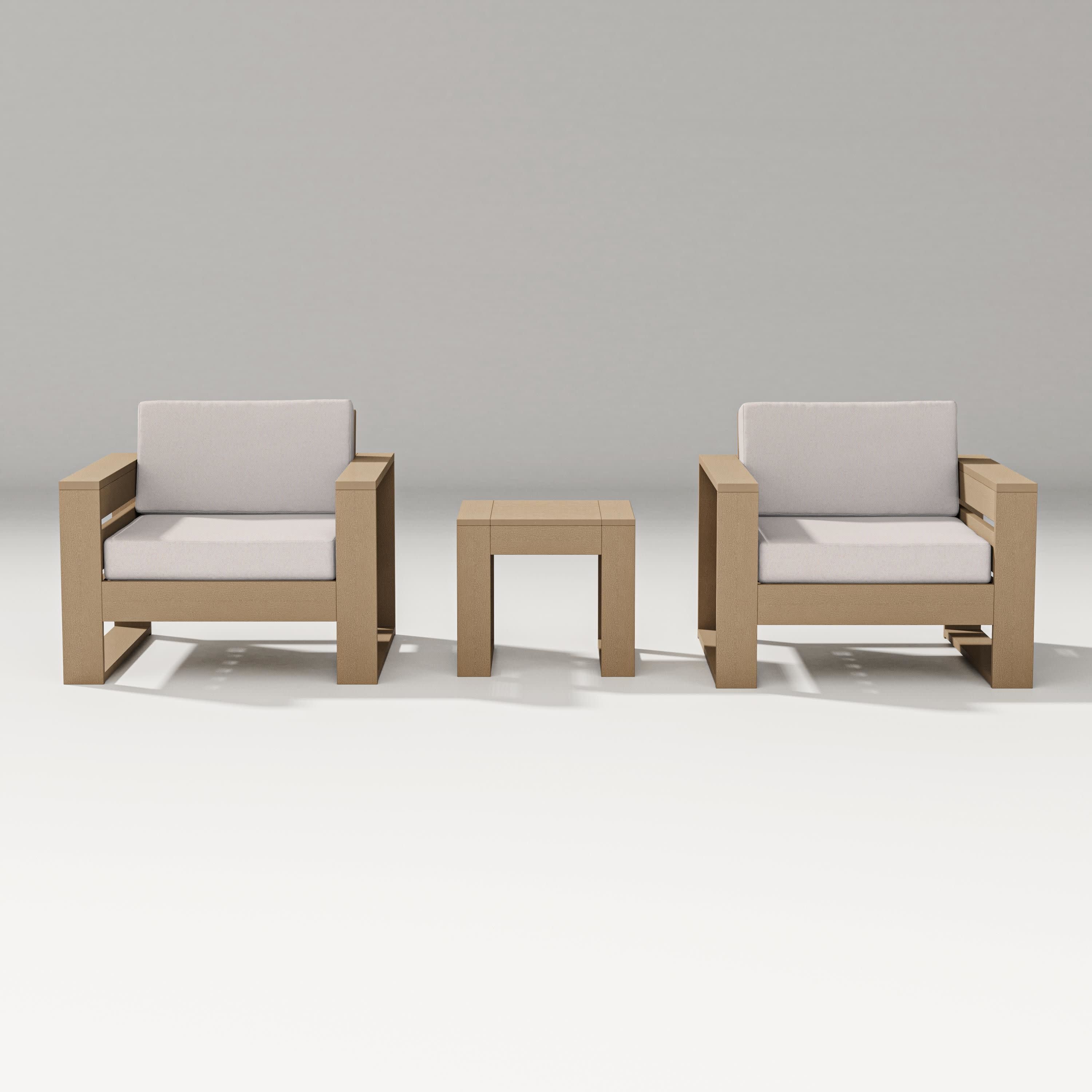 Latitude 3-Piece Lounge Chair Set in Vintage Sahara / Dune Burlap