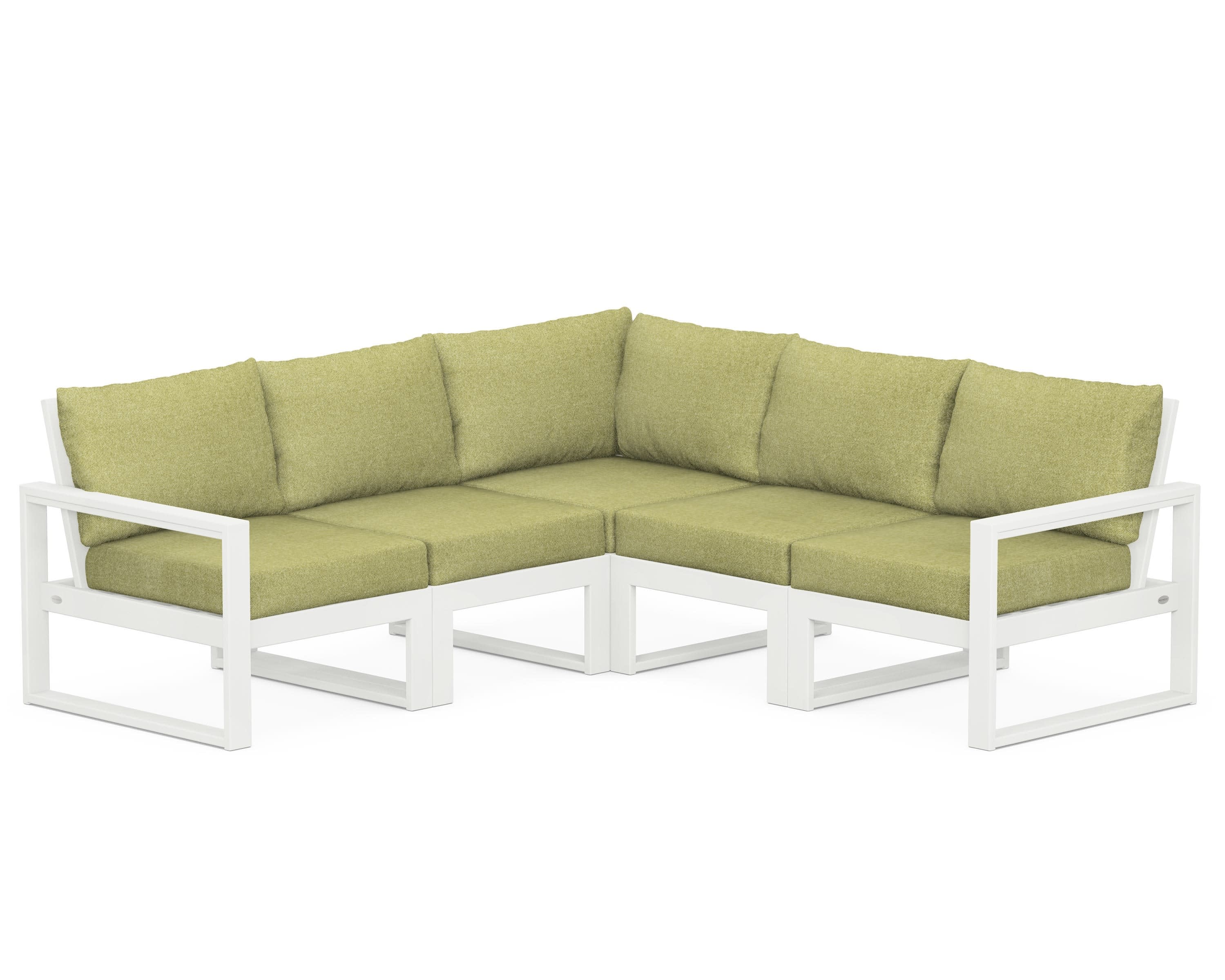 EDGE 5-Piece Modular Deep Seating Set in Vintage White / Chartreuse Boucle