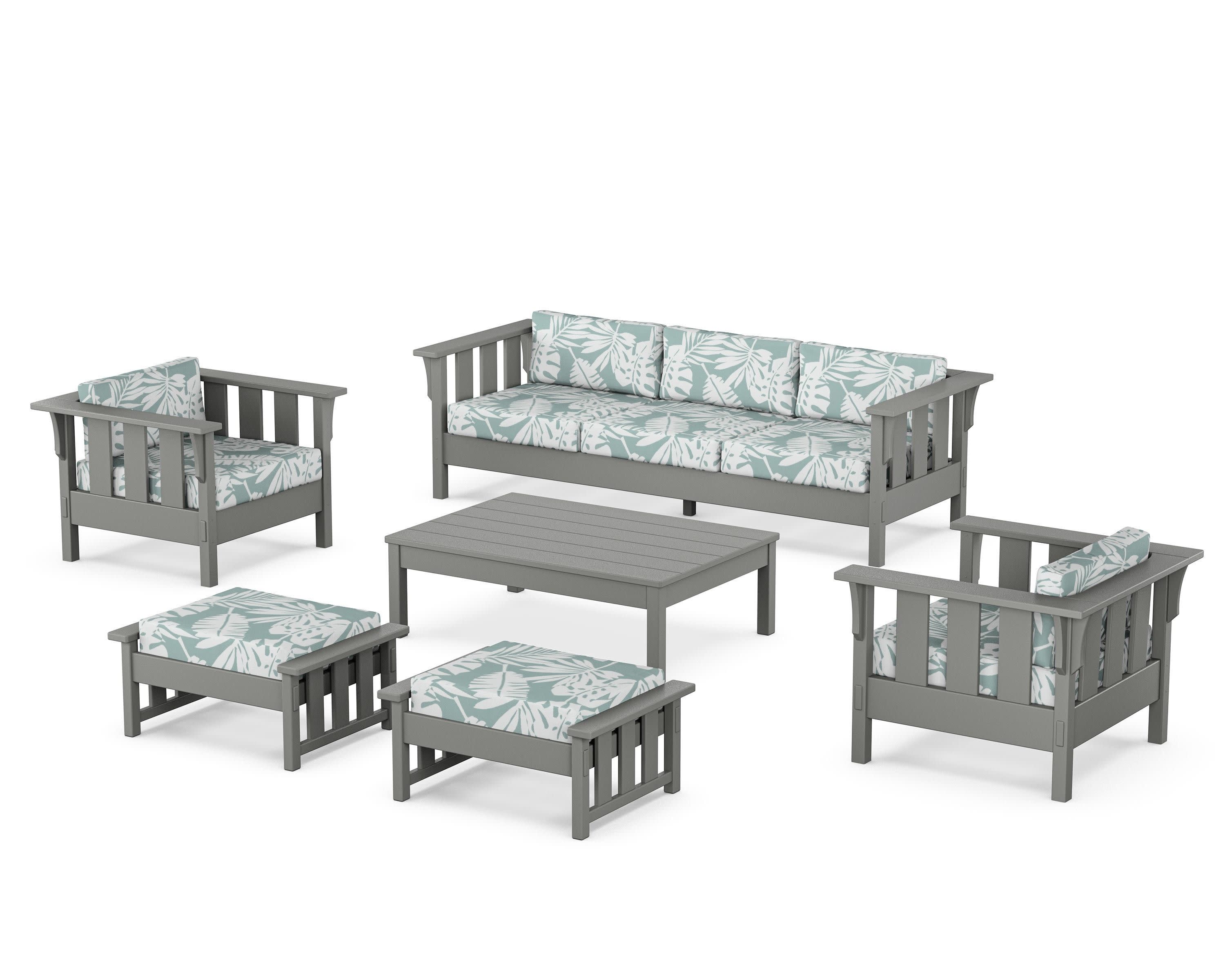 Acadia 6-Piece Lounge Sofa Set in Slate Grey / Leaf Glacier Spa
