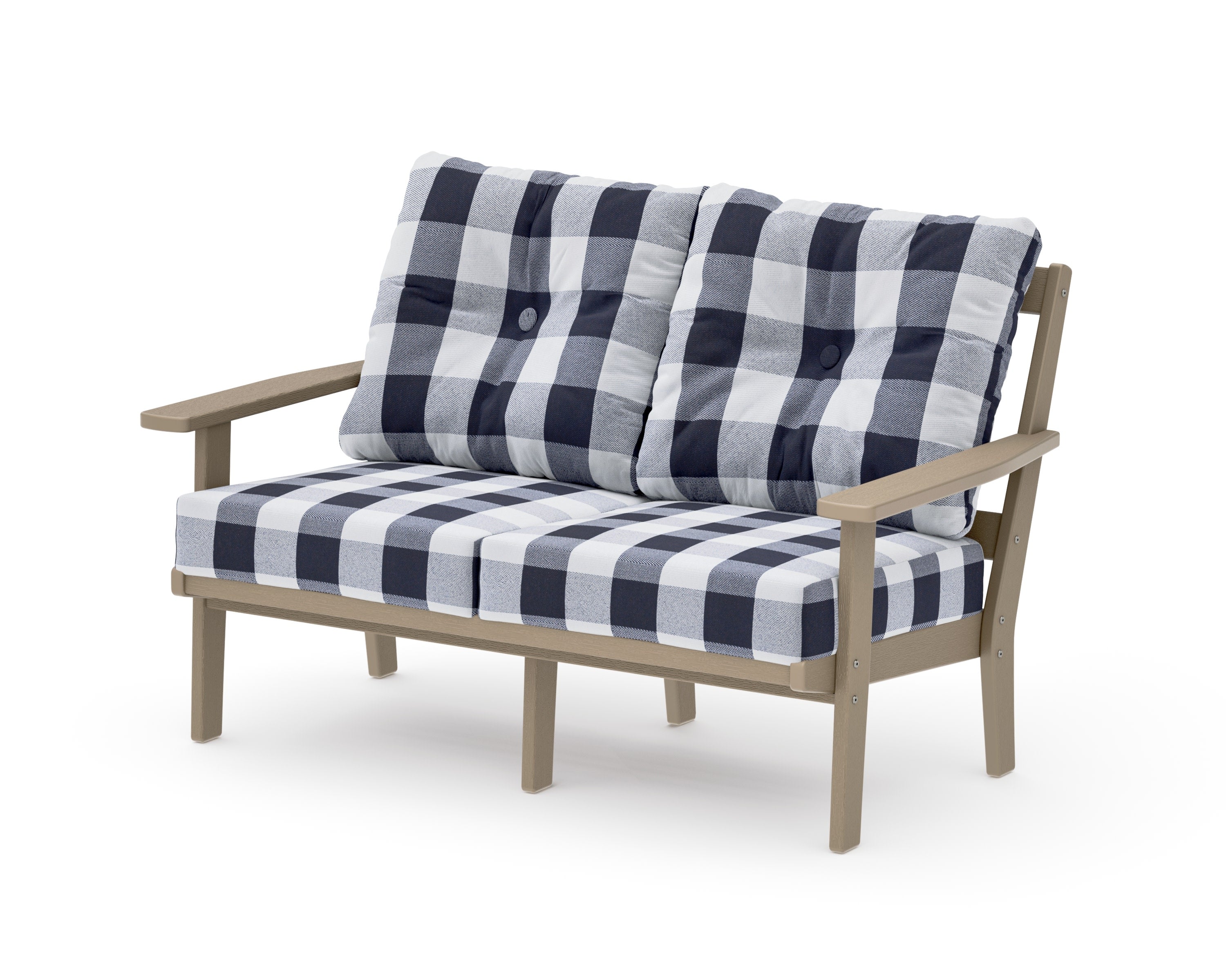 Oxford Deep SeatingLoveseat in Vintage Sahara / Buffalo Plaid Navy