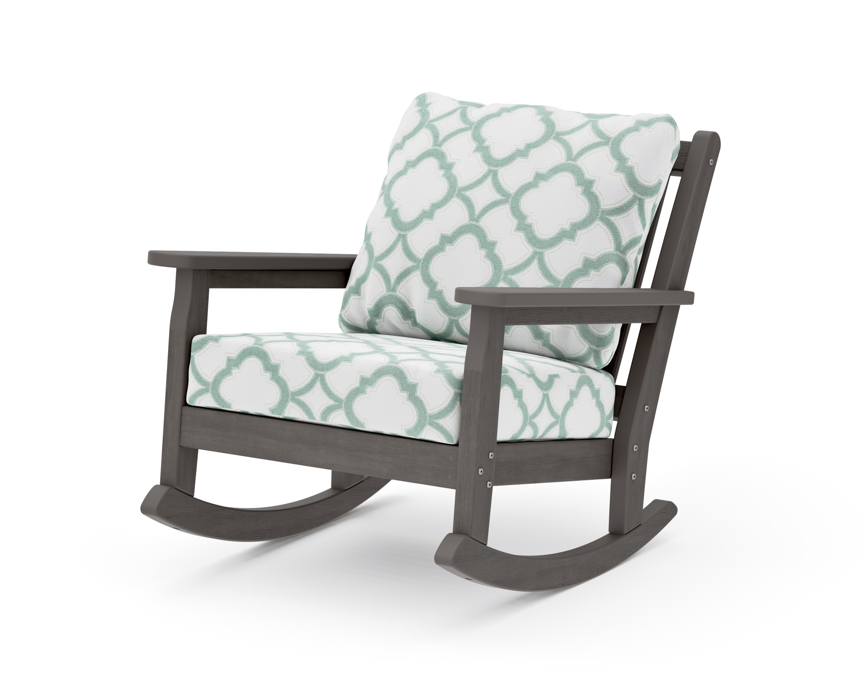 Chippendale Deep Seating Rocking Chair in Driftwood / Trellis Glacier Spa