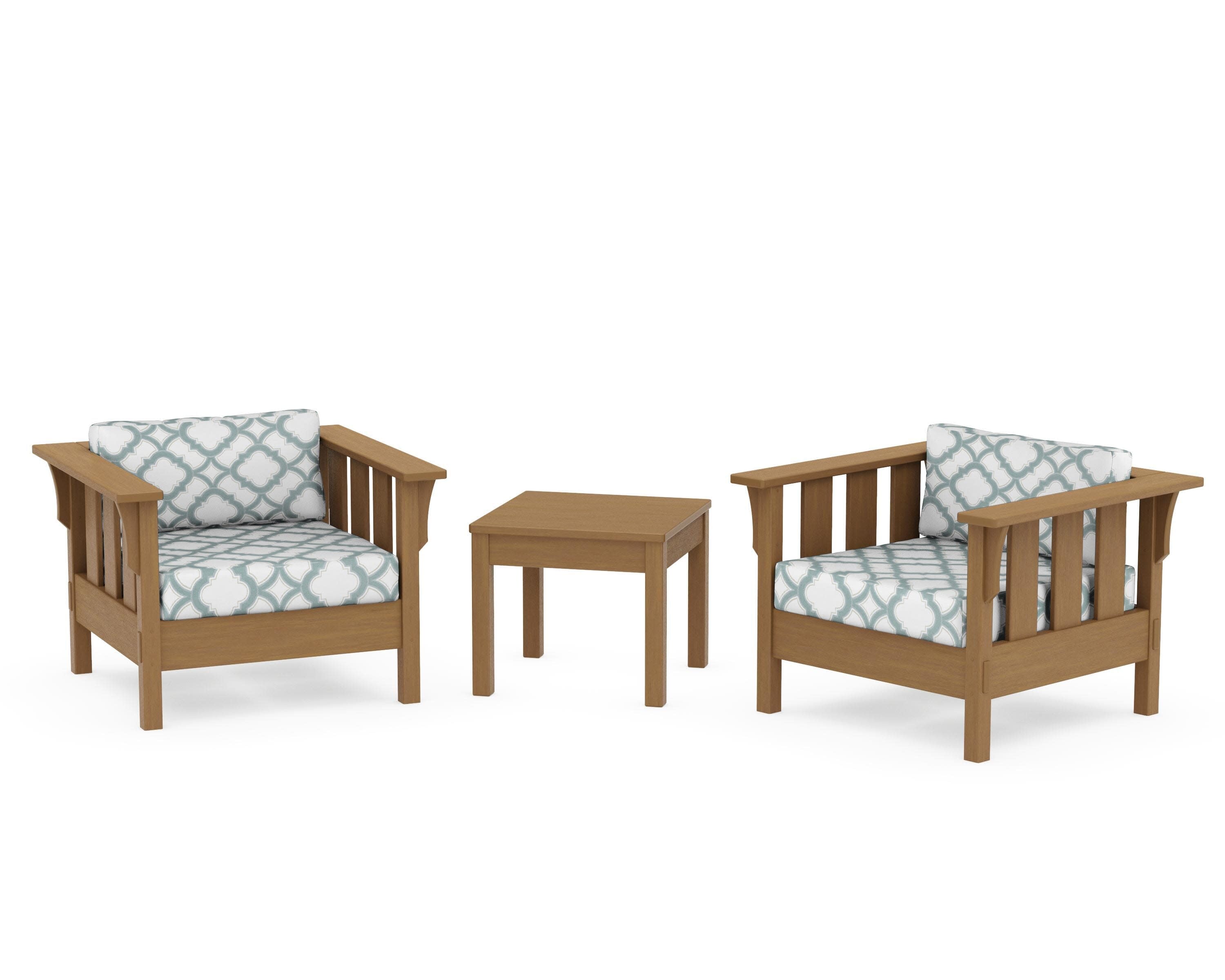 Acadia 3-Piece Deep Seating Set in Natural / Trellis Glacier Spa