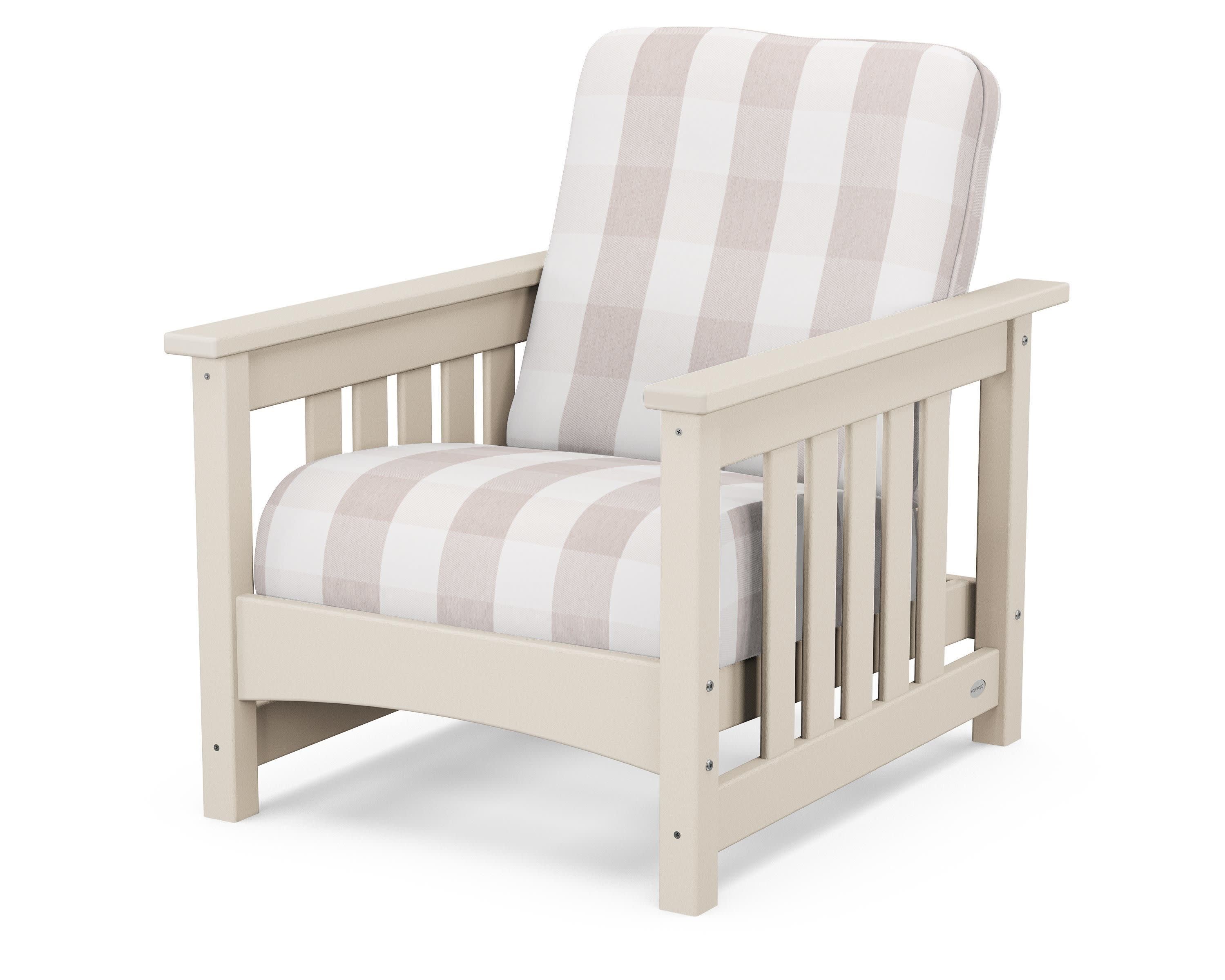Club Mission Chair in Sand / Buffalo Plaid Dune Burlap