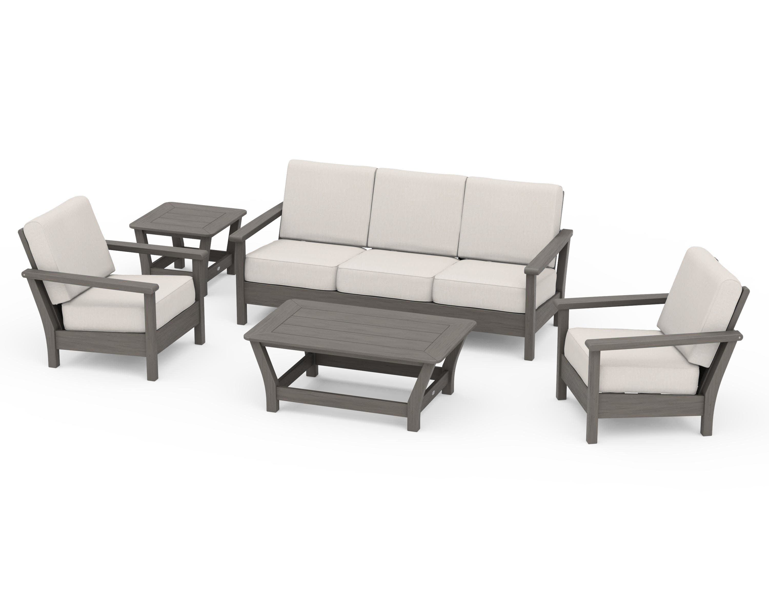 Harbour 5-Piece Deep Seating Set in Driftwood / Cast Ash