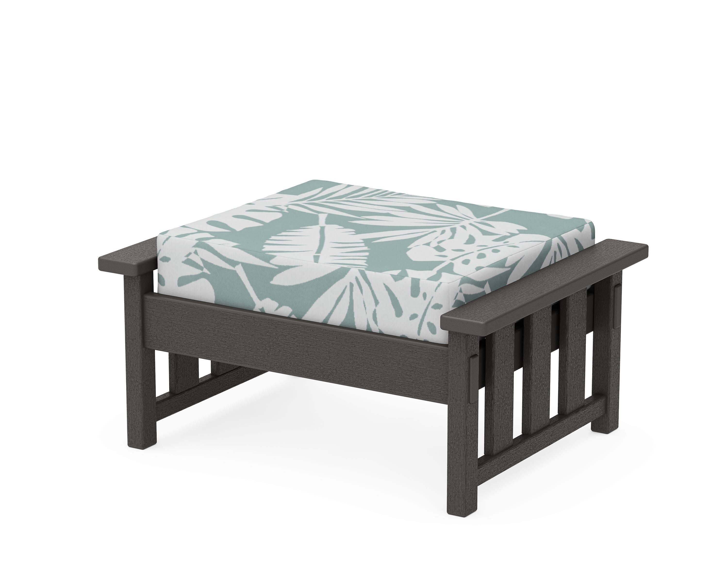Acadia Deep Seating Ottoman in Vintage Coffee / Leaf Glacier Spa
