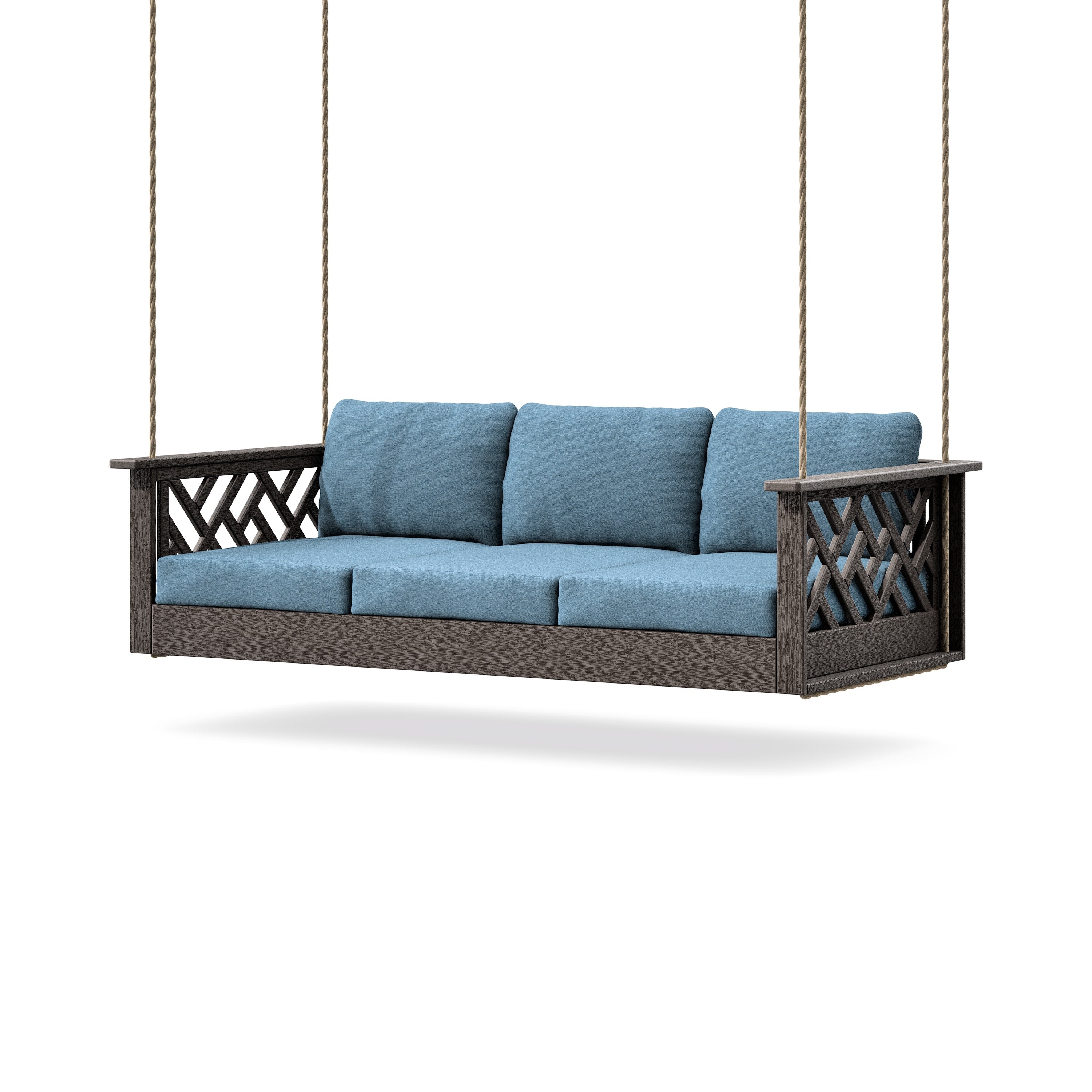 Chippendale Daybed Swing in Vintage Coffee / Sky Blue