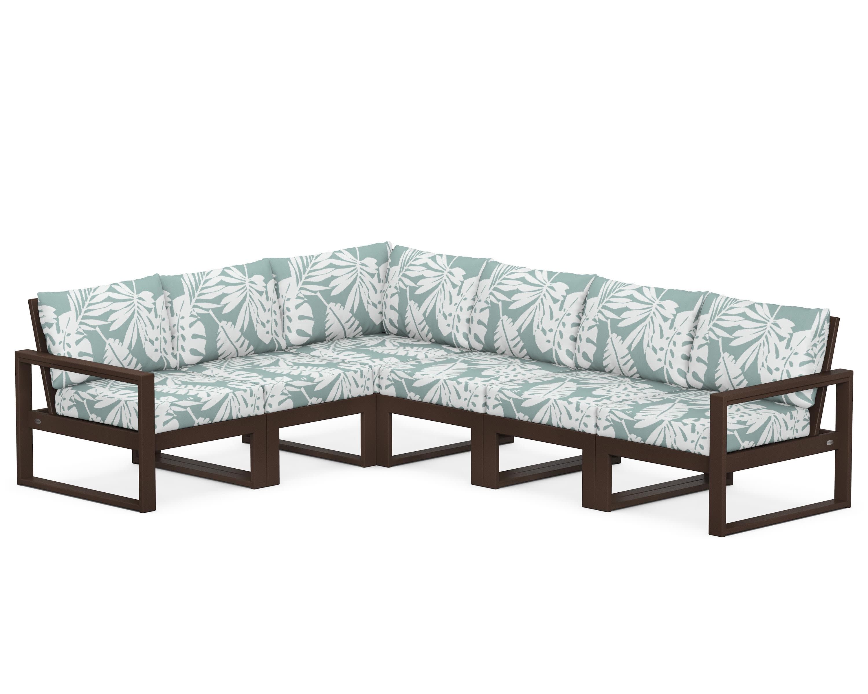 EDGE 6-Piece Modular Deep Seating Set in Mahogany / Leaf Glacier Spa