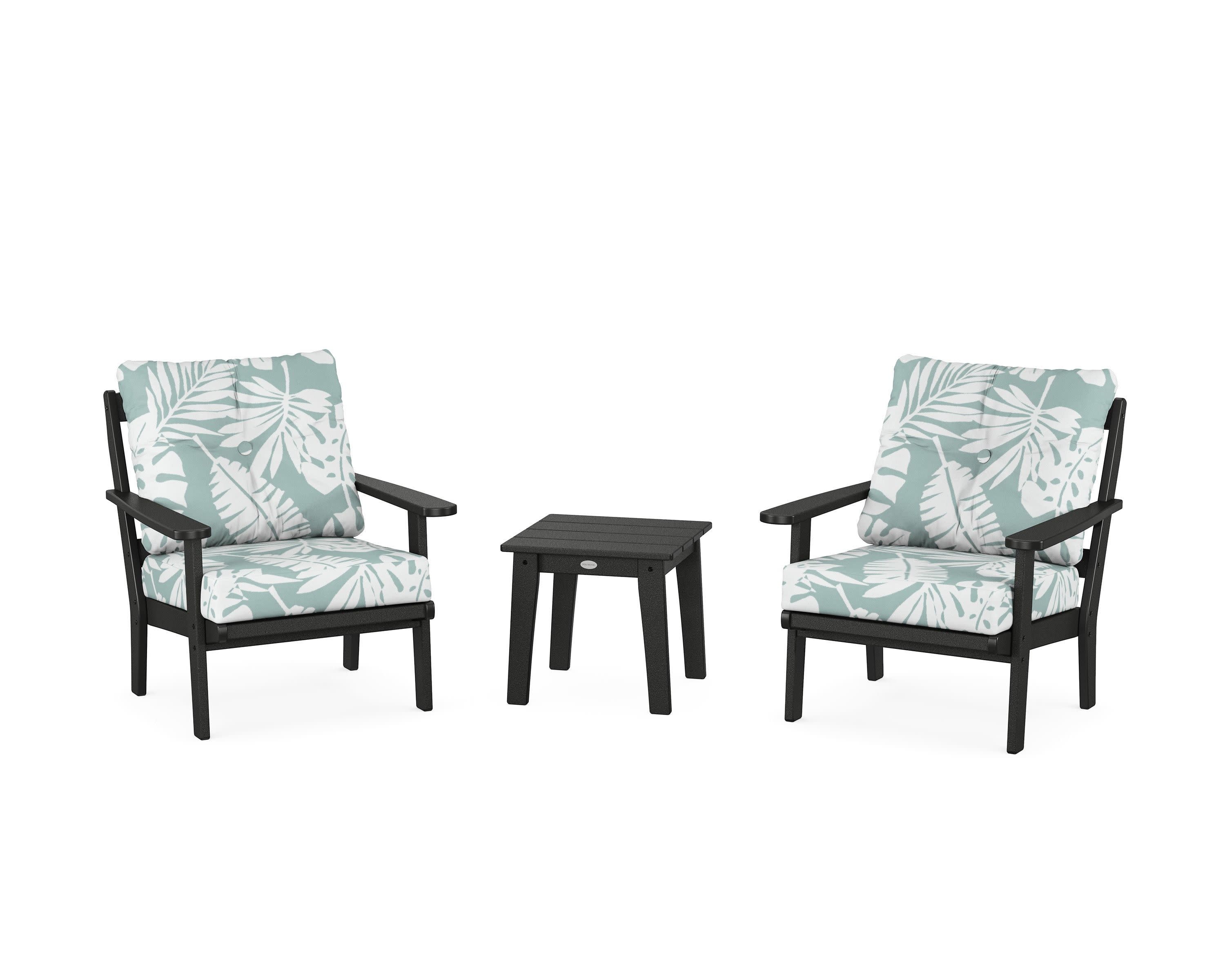 Mission 3-Piece Deep Seating Set in Black / Leaf Glacier Spa